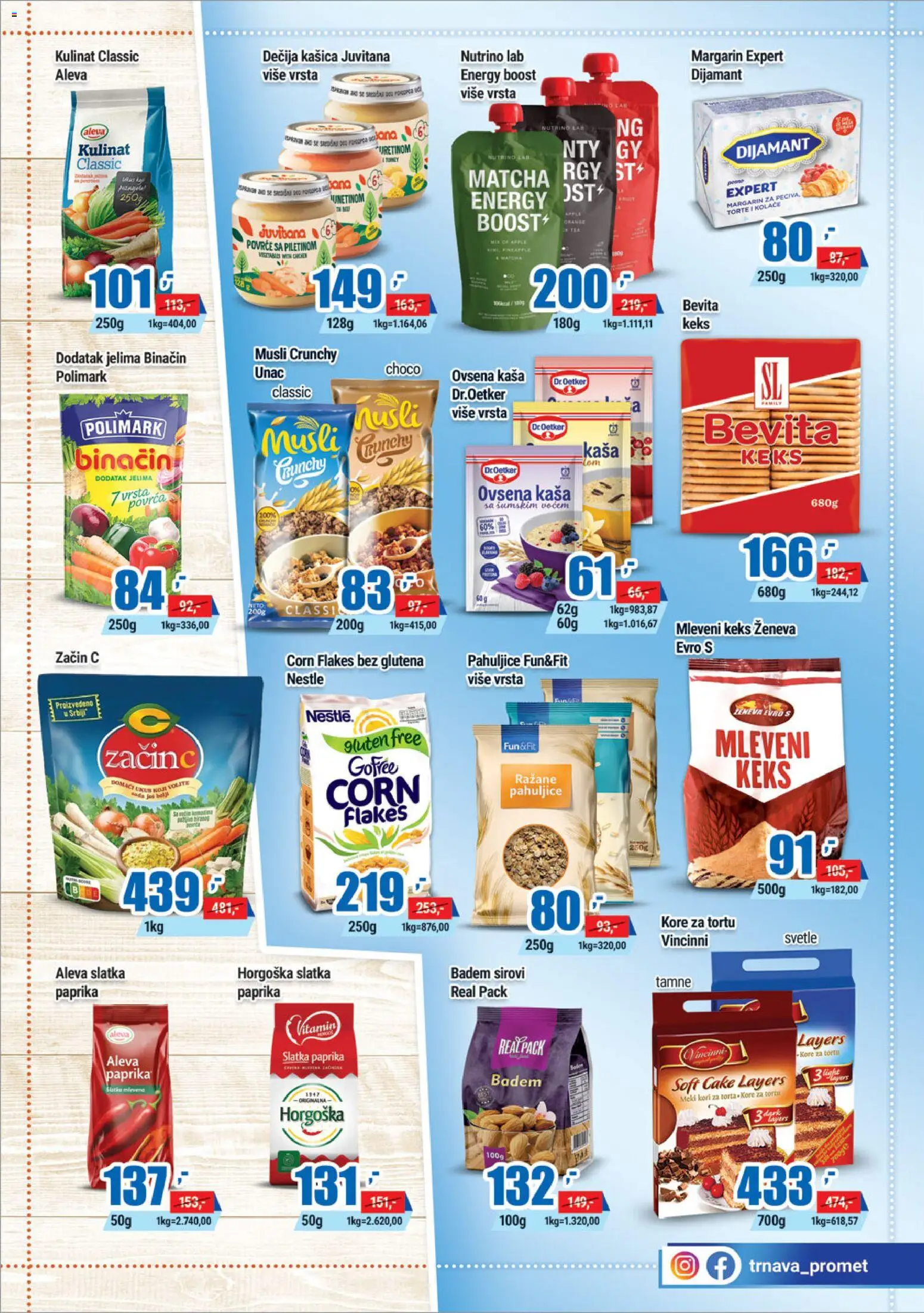 Trnava Promet katalog - važi od 12.02.2026 | Strana: 9 | Proizvode: Pahuljice, Paprika, Kore za tortu, Margarin
