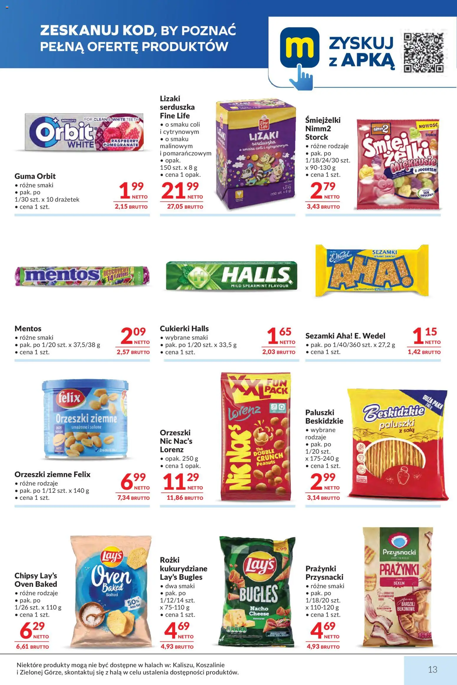 Makro Gazetka od 17.02.2026 | Strona: 13 | Produkty: Paluszki, Orzeszki ziemne, Lizaki, Cukierki