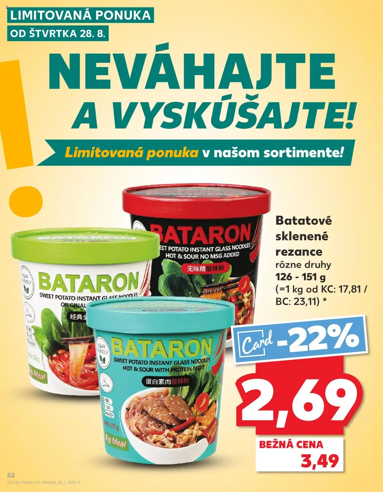 Kaufland SK akciós ujság - amely érvényes a következő dátumtól: 28.08.2025 | Oldal: 52 | Termékek: Protein, Vegán