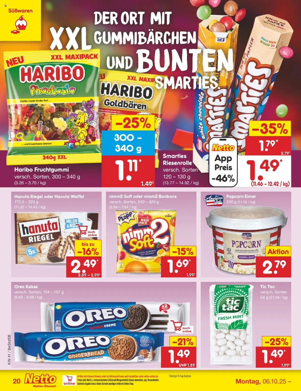 Netto Marken-Discount Prospekt 	 – gültig ab 06.10.2025 | Seite: 22 | Produkte: Haribo, Smarties, Creme, Kekse
