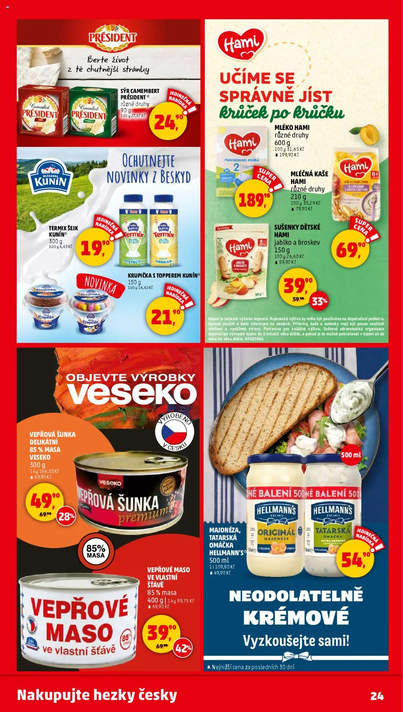 Penny Market leták - Čtvrtečník od 18.09.2025 | Strana: 24 | Produkty: Šunka, Termix, Camembert, Hami