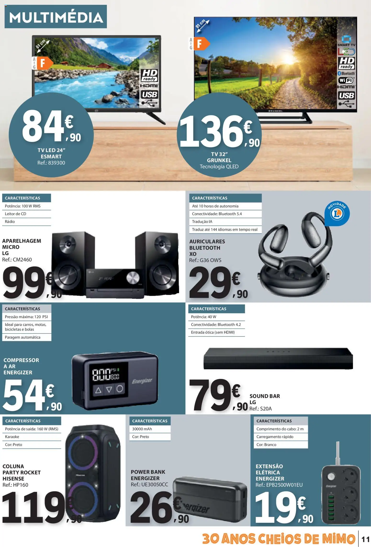 E.Leclerc Não Alimentar │ válido de 12.02.2026 | Página: 11 | Produtos: Rádio, Cabo, Tv led, Compressor