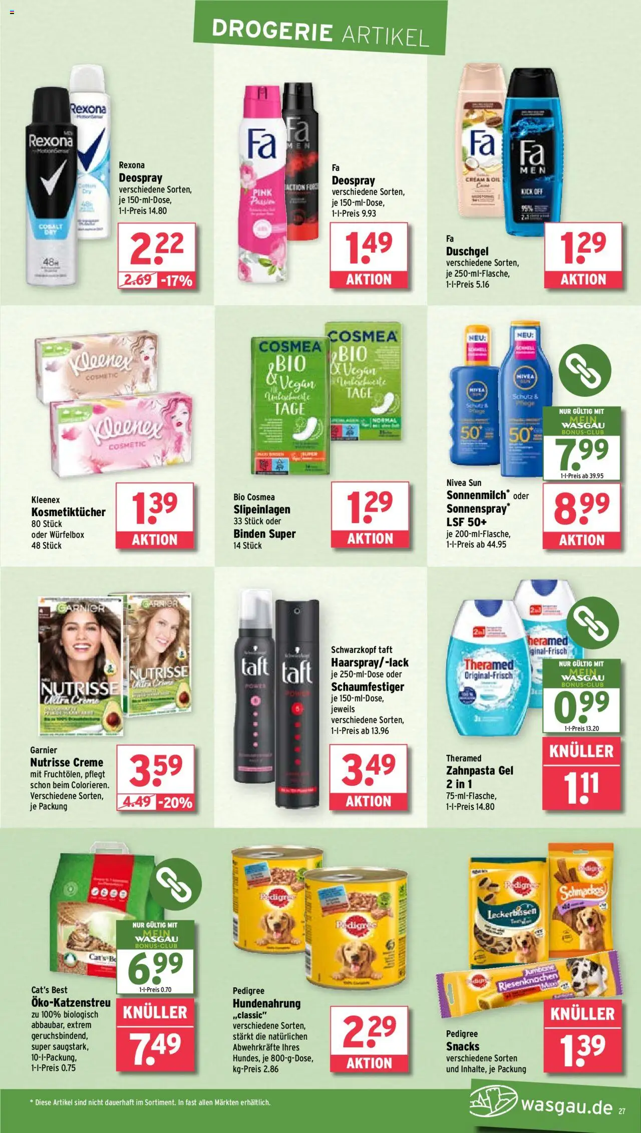 Wasgau Prospekt 	 - gültig ab dem 18.08.2025 | Seite: 27 | Produkte: Creme, Duschgel, Zahnpasta, Deospray