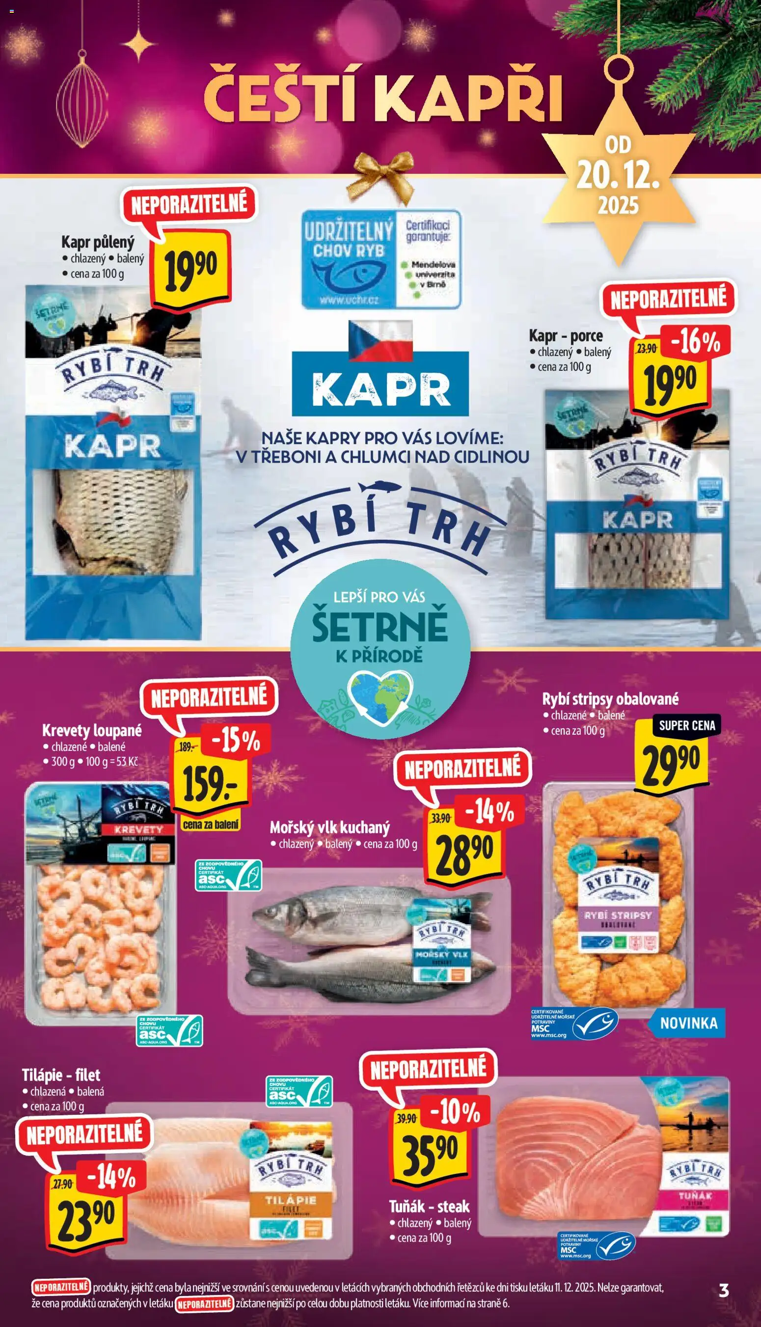 Albert leták - Extra od 22.12.2025 | Strana: 3 | Produkty: Tuňák, Filet, Potraviny, Kapr