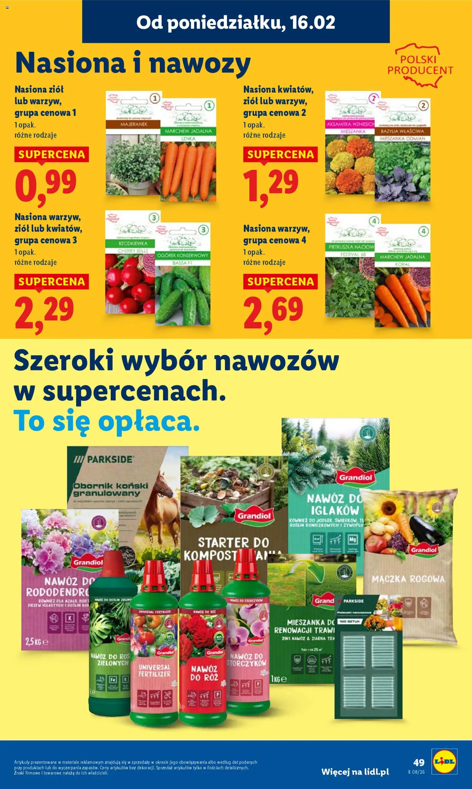 Lidl Gazetka od 16.02.2026 | Strona: 49 | Produkty: Pietruszka, Starter, Bazylia, Róż