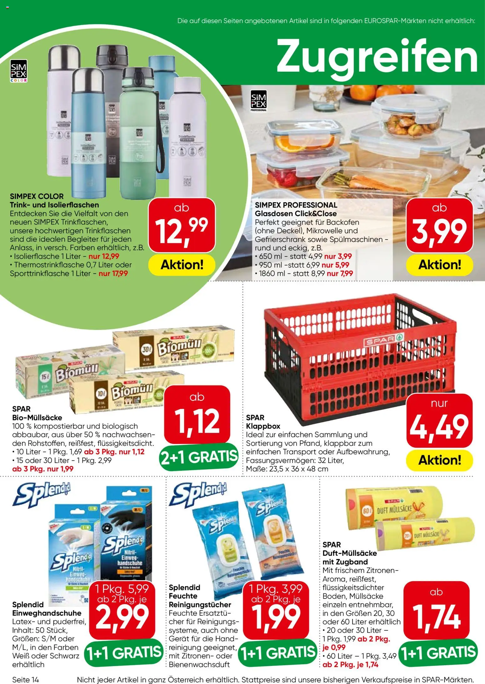 Eurospar Flugblatt - Steiermark gültig ab 02.01.2026 | Seite: 14 | Produkte: Handschuhe, Mikrowelle, Duft, Reinigungstücher