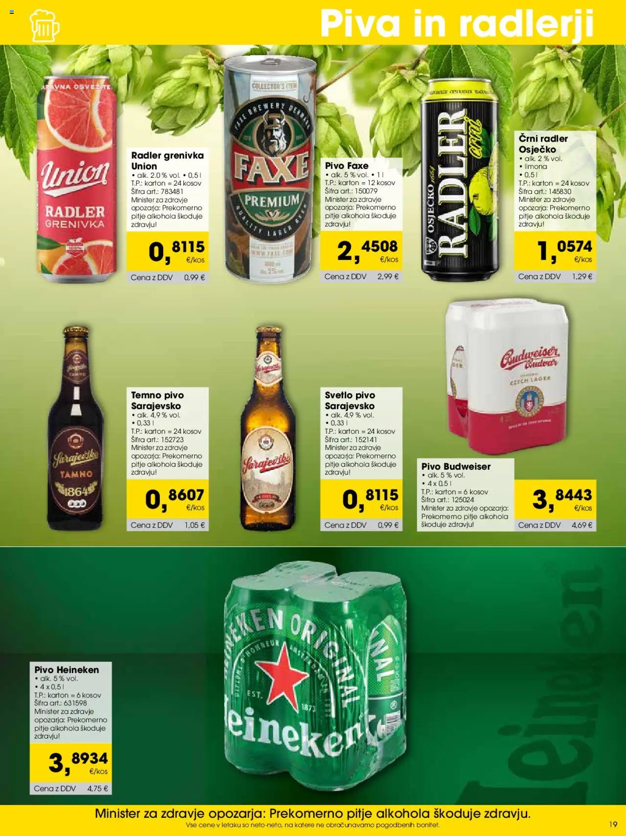 Tuš katalog cash & carry trgovec │ velja od 01.09.2025 | Stran: 19 | Izdelki: Falafel, Radler, Pivo, Grenivka