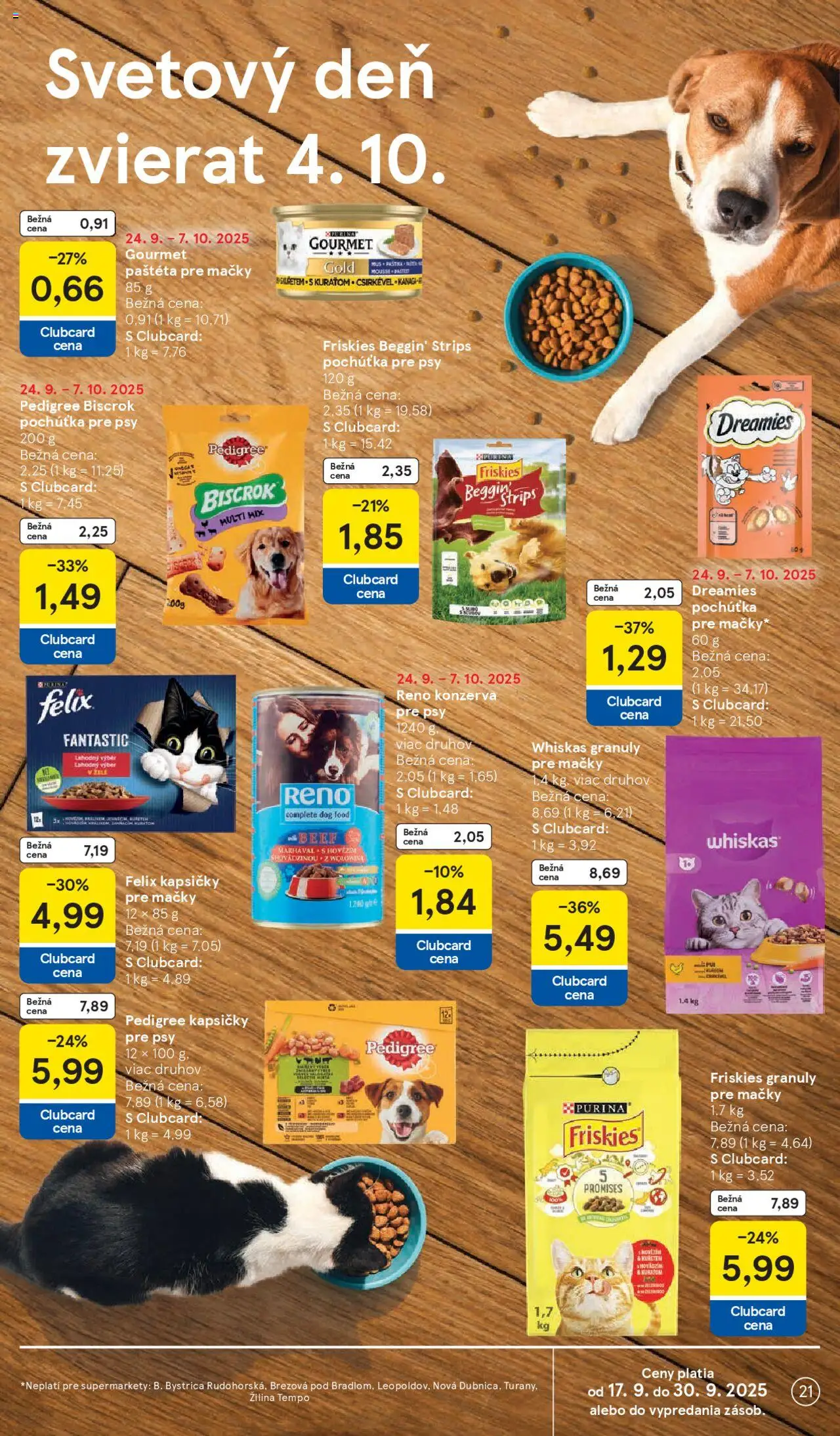 Nové Tesco akcie – leták je platný od 24.09.2025 | Strana: 21 | Produkty: Felix, Friskies, Whiskas