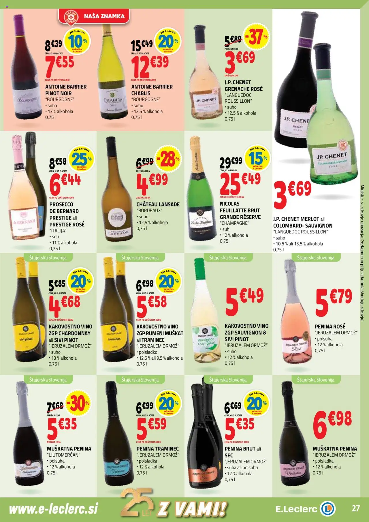 Novi E.leclerc katalog ponudbe – veljaven od 01.10.2025 | Stran: 27 | Izdelki: Penina, Vino