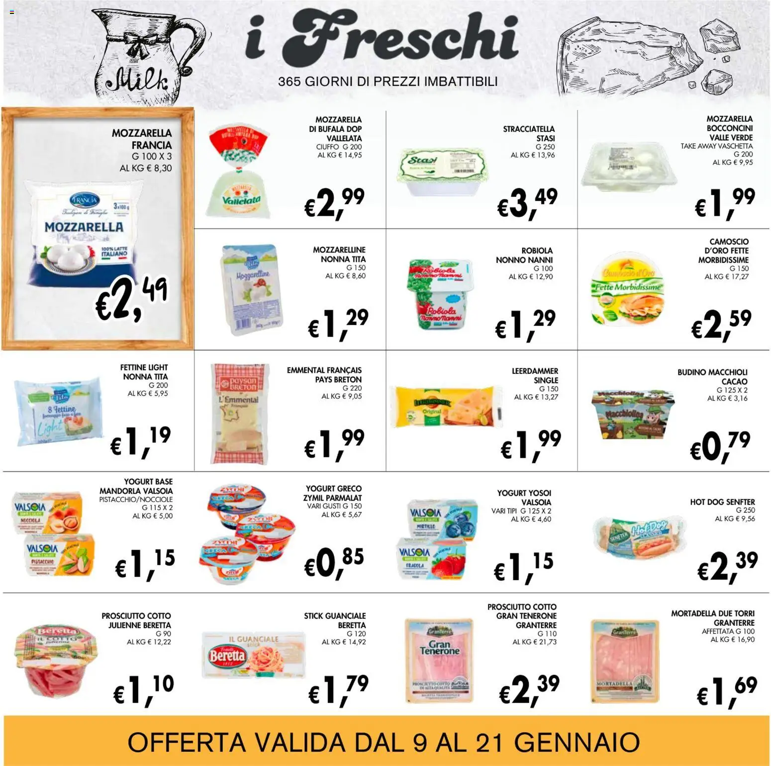 Volantino Coal del 09.01.2026 | Pagina: 9 | Prodotti: Yogurt greco, Mortadella, Budino, Robiola