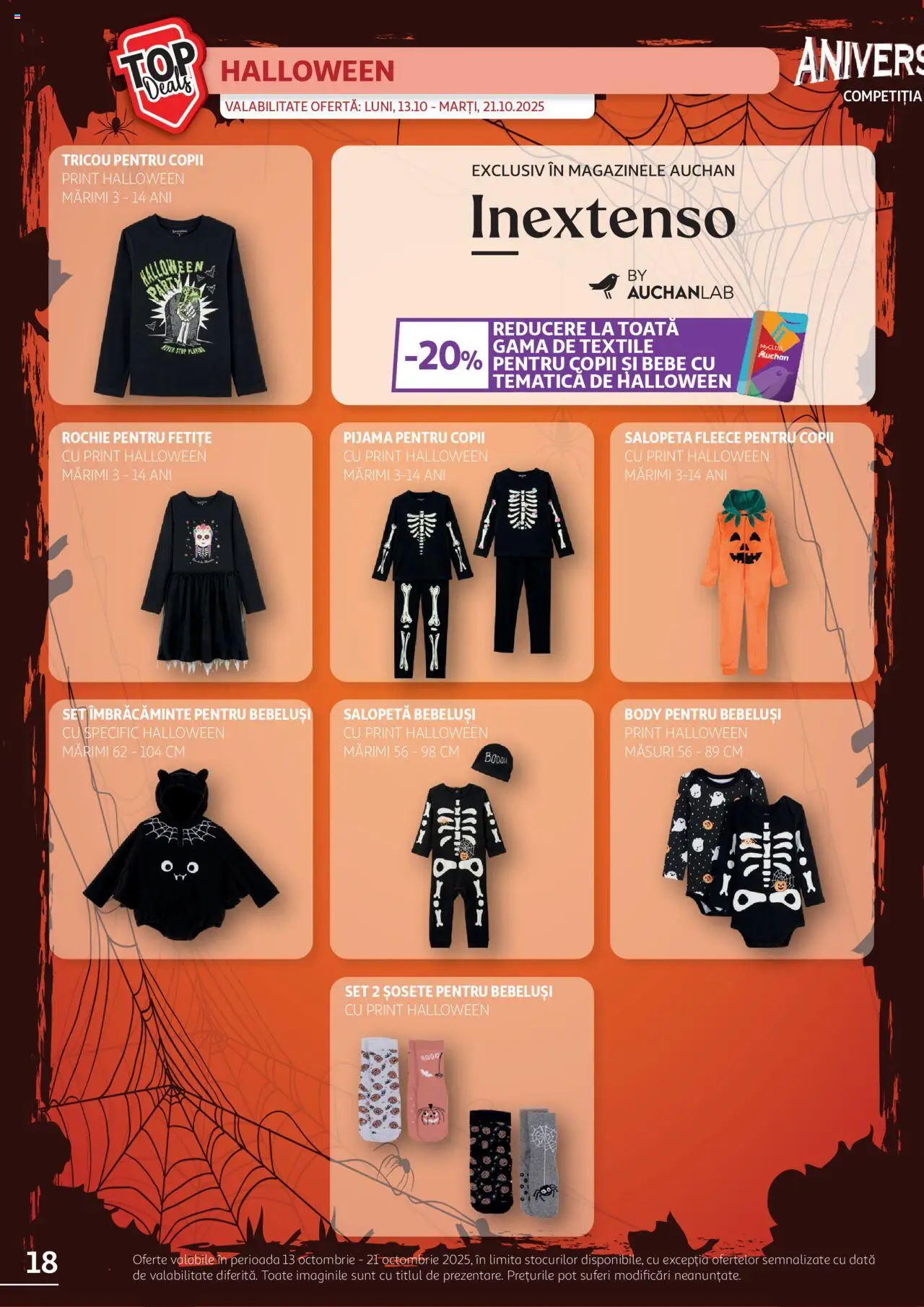 Noul catalog Auchan – valabil de la 13.10.2025 | Pagină: 18 | Produse: Body, Tricou, Salopetă, Șosete