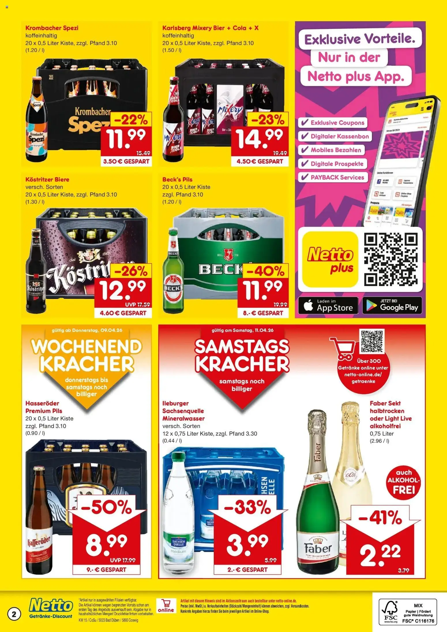 Netto Marken-Discount Prospekt Coswig-Anhalt	 – gültig ab 07.04.2026 | Seite: 2 | Produkte: Cola, Kostritzer, Sekt, Pils