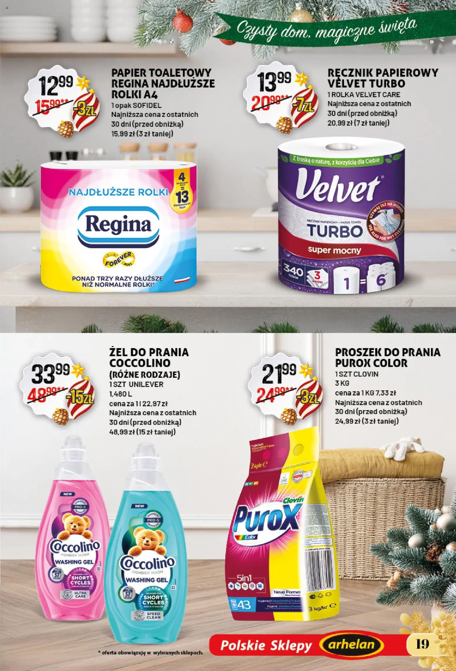 Arhelan Gazetka - Prezentobranie od 28.11.2025 | Strona: 19 | Produkty: Papier toaletowy, Rolki, Coccolino, Ręcznik papierowy