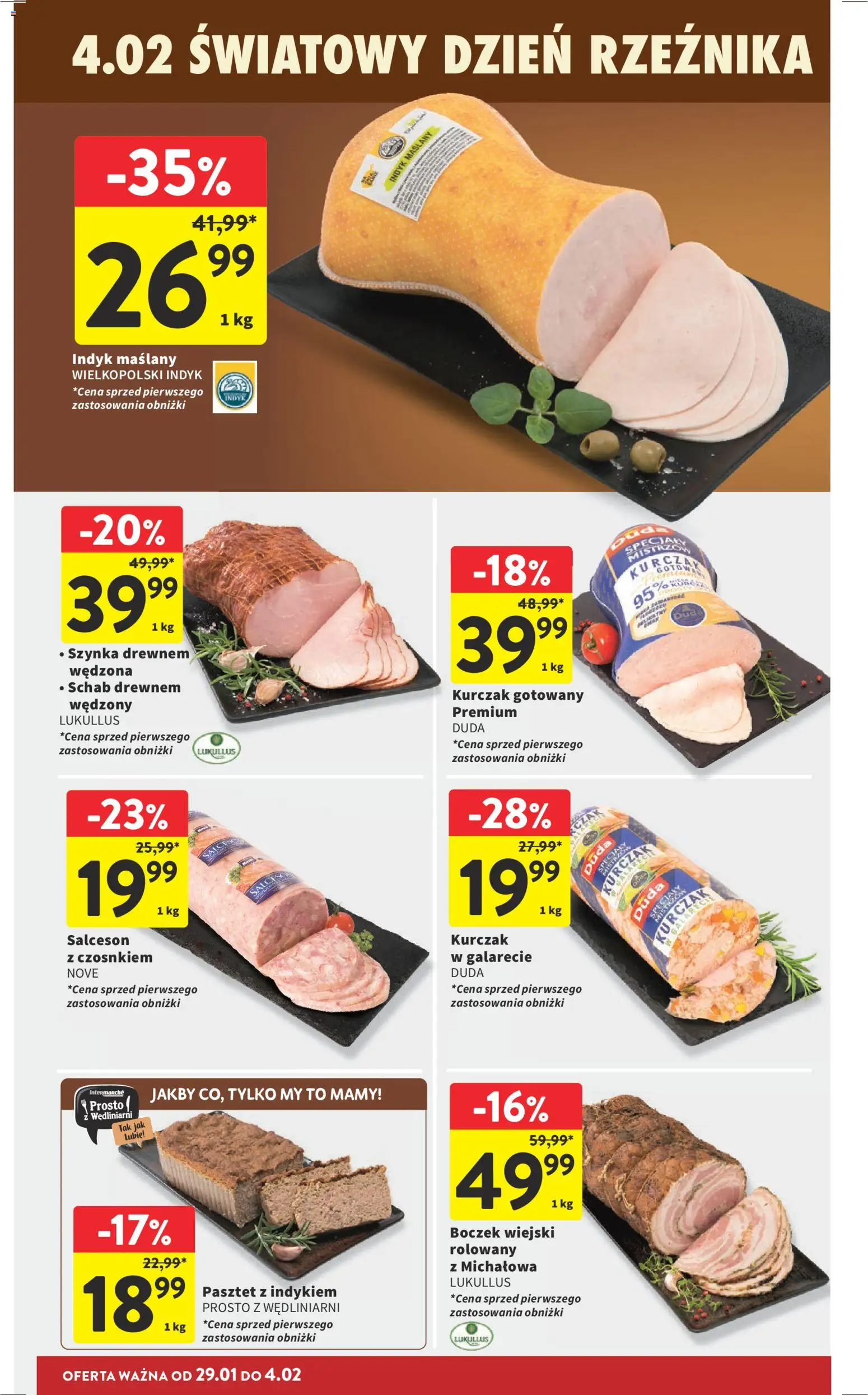 Intermarche Gazetka od 29.01.2026 | Strona: 16 | Produkty: Kurczak, Schab, Szynka, Boczek