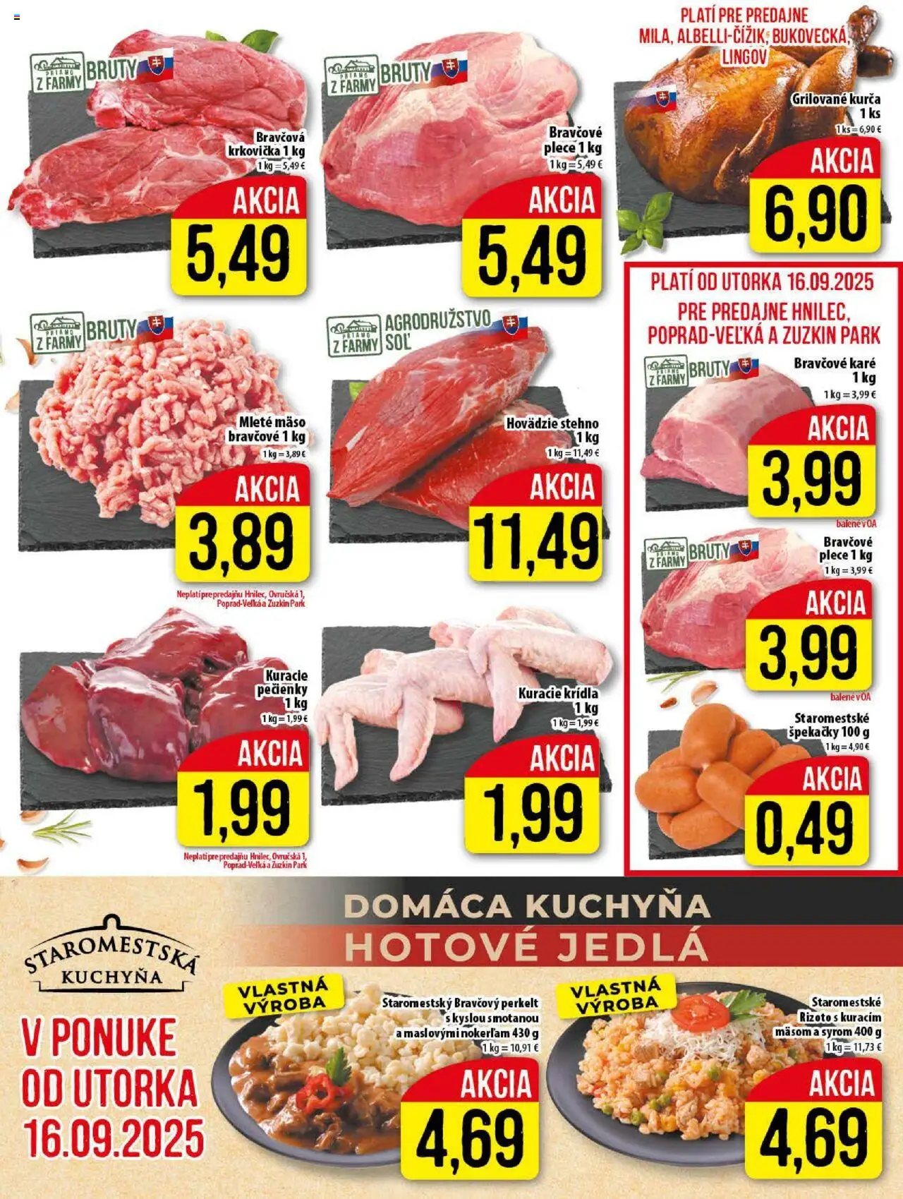 Nové Klas akcie – leták je platný od 16.09.2025 | Strana: 5 | Produkty: Kuchyňa, Krkovička, Soľ, Kurča