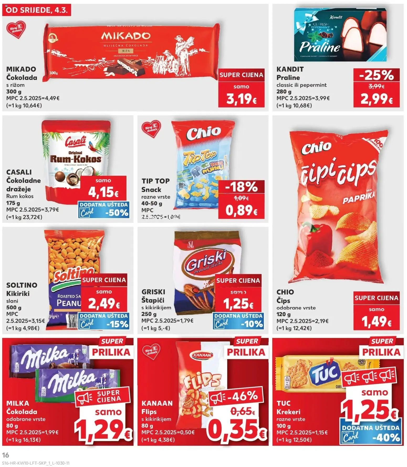 Kaufland katalog | vrijedi od 04.03.2026 | Stranica: 16 | Proizvodi: Flips, Paprika, Kikiriki, Milka