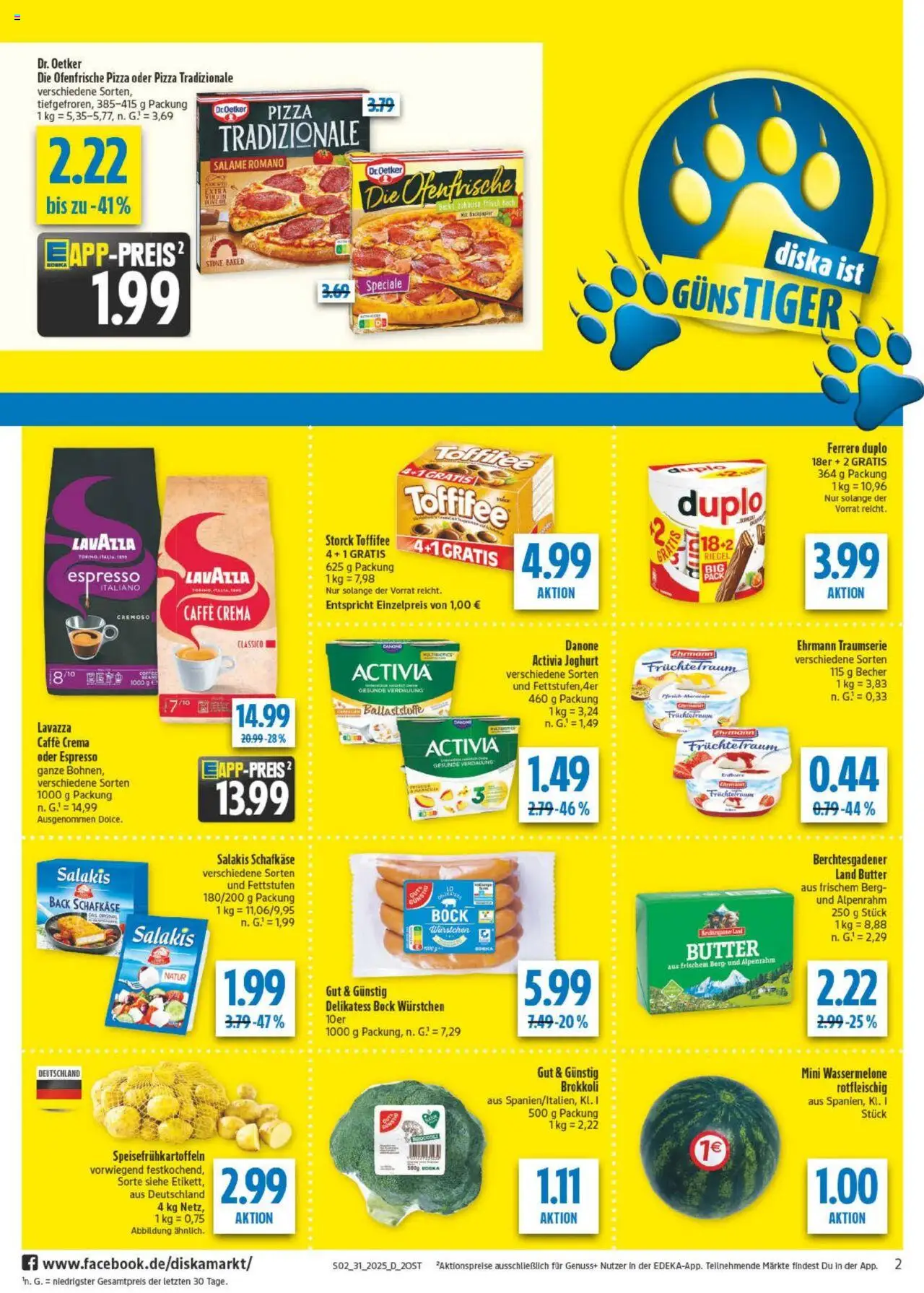 Diska Prospekt 	 - gültig ab dem 28.07.2025 | Seite: 2 | Produkte: Ferrero duplo, Salakis, Toffifee, Wassermelone
