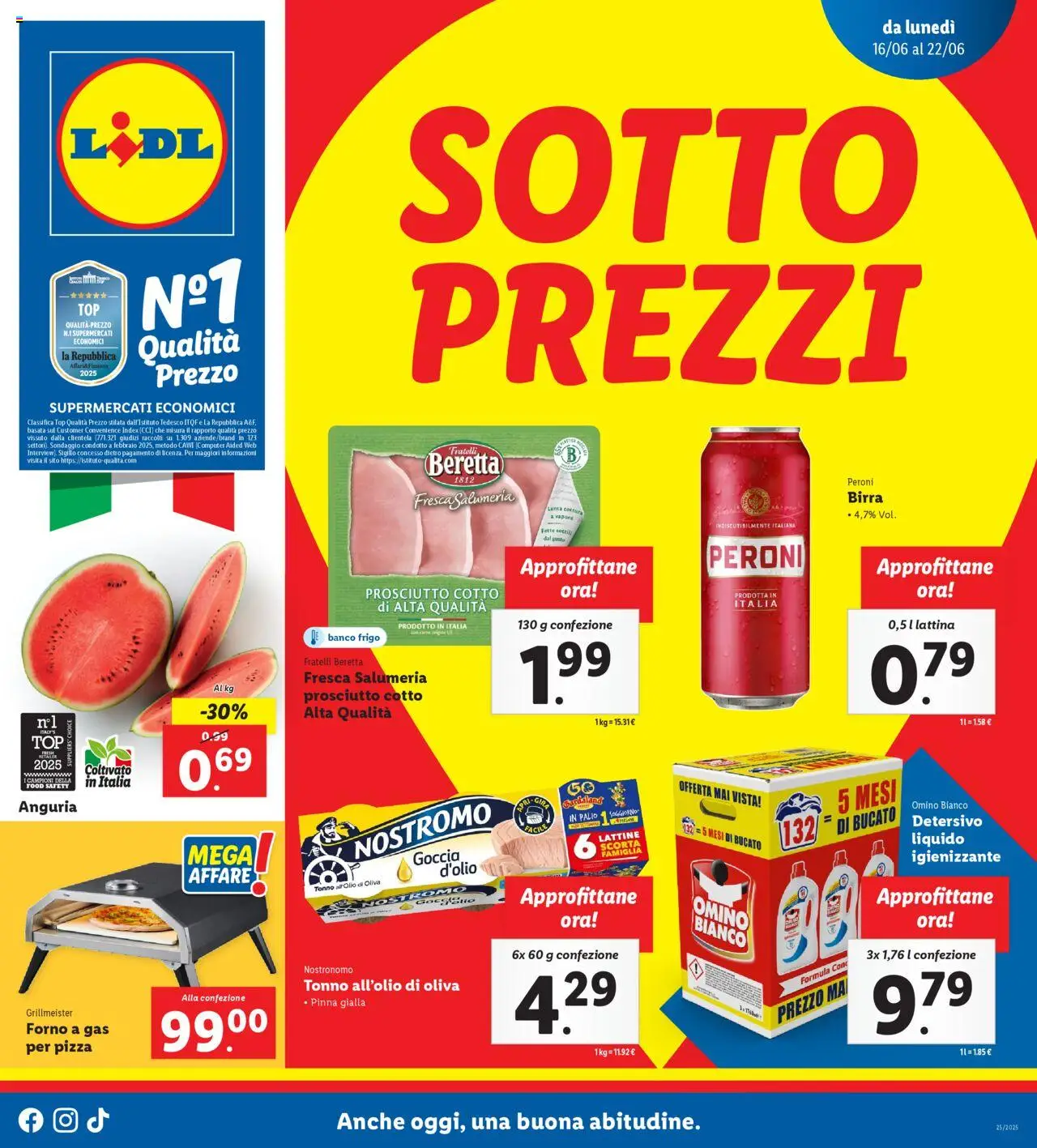 Volantino Lidl del 16.06.2025 | Pagina: 1 | Prodotti: Birra, Anguria, Computer, Forno