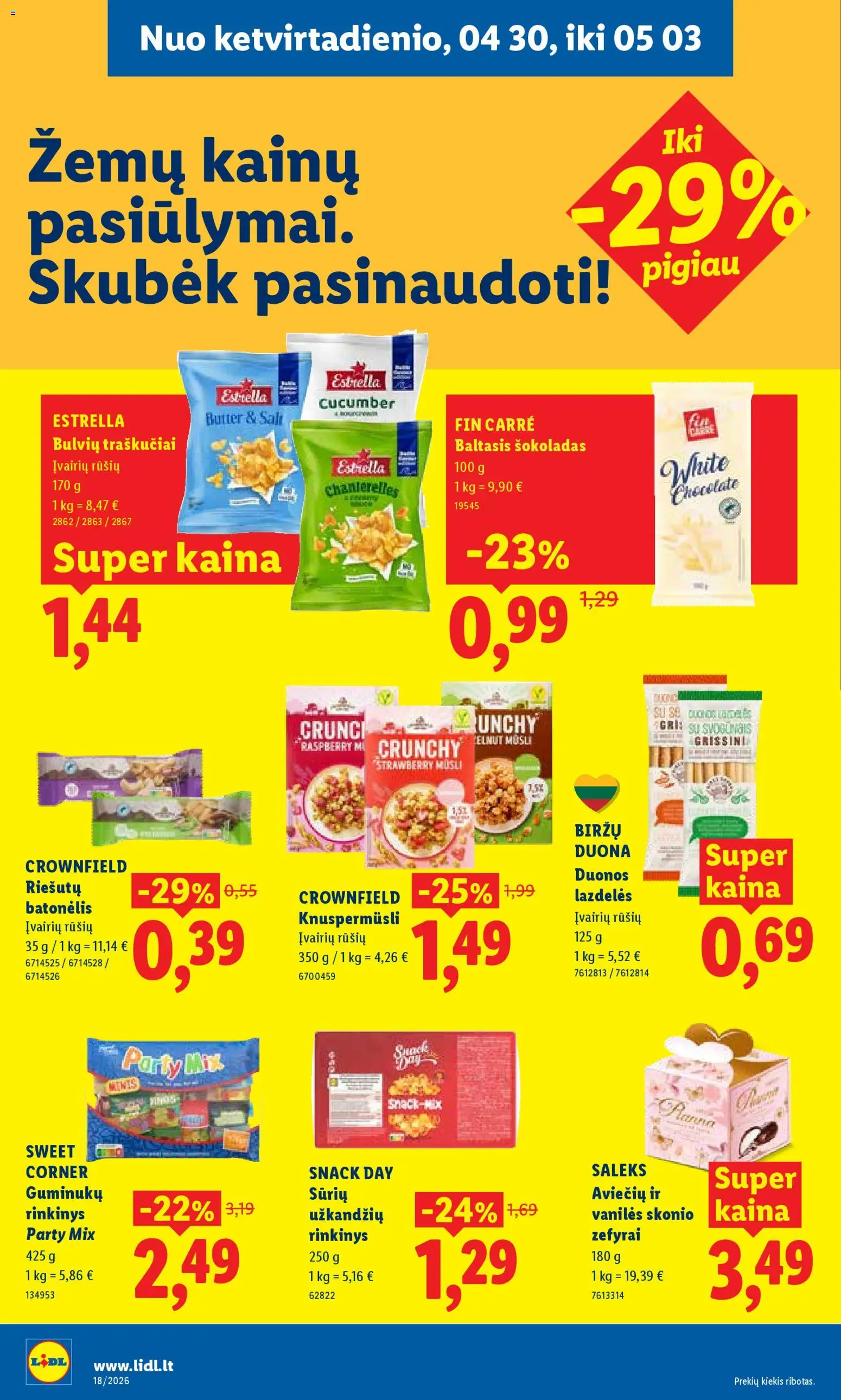 LIDL akcijos nuo 27.04.2026 | Puslapis: 30 | Prekių: Duona, Šokoladas, Traškučiai