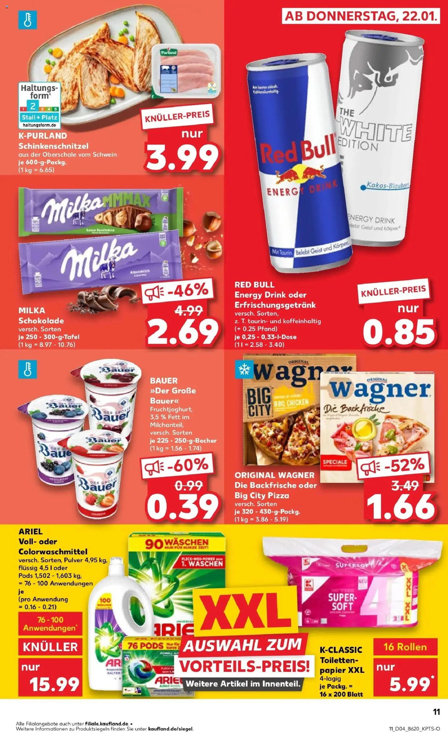 Prospekt Kaufland ab 25.01.2026 » Angebote Online zum Blättern | Seite: 11 | Produkte: Energy, Ariel, Milka schokolade, Toilettenpapier