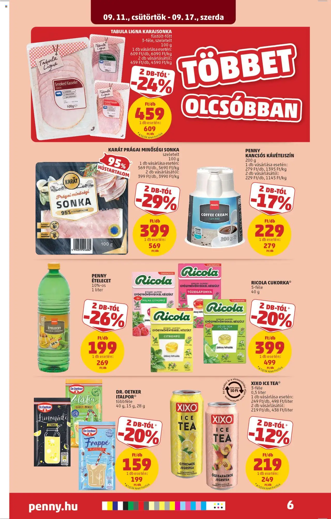 PENNY akciós ujság - amely érvényes a következő dátumtól: 11.09.2025 | Oldal: 8 | Termékek: Lime, Ice tea, Sonka, Tea