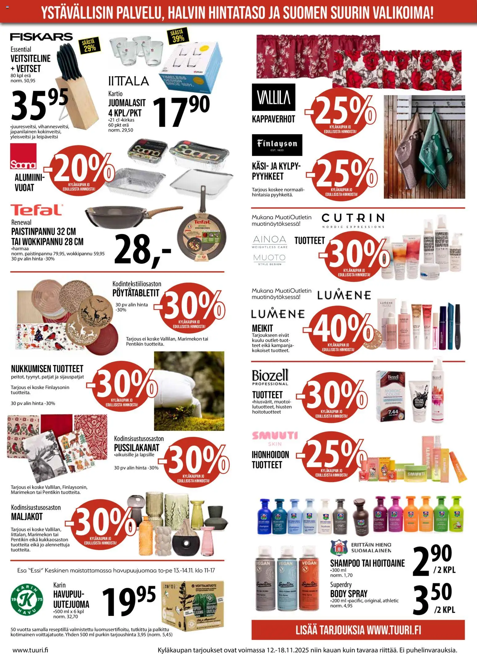 Tuuri tarjoukset – voimassa 12.11.2025 alkaen | Sivu: 4 | Tuotteet: Pyyhkeet, Shampoo, Hoitoaine, Paistinpannu