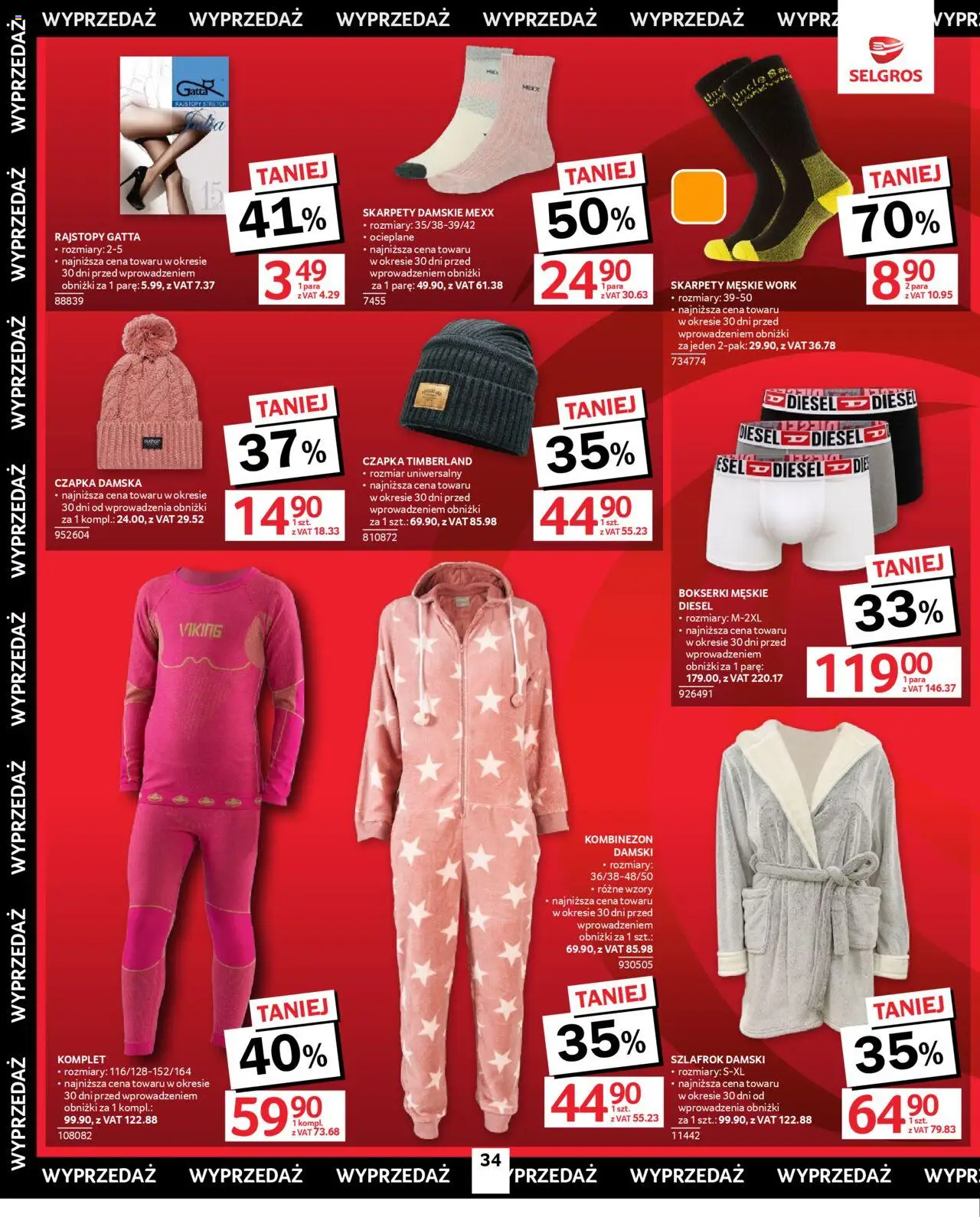 Selgros cash&carry Gazetka - Oferta przemysłowa od 09.10.2025 | Strona: 34 | Produkty: Kombinezon, Skarpety damskie, Czapka, Rajstopy