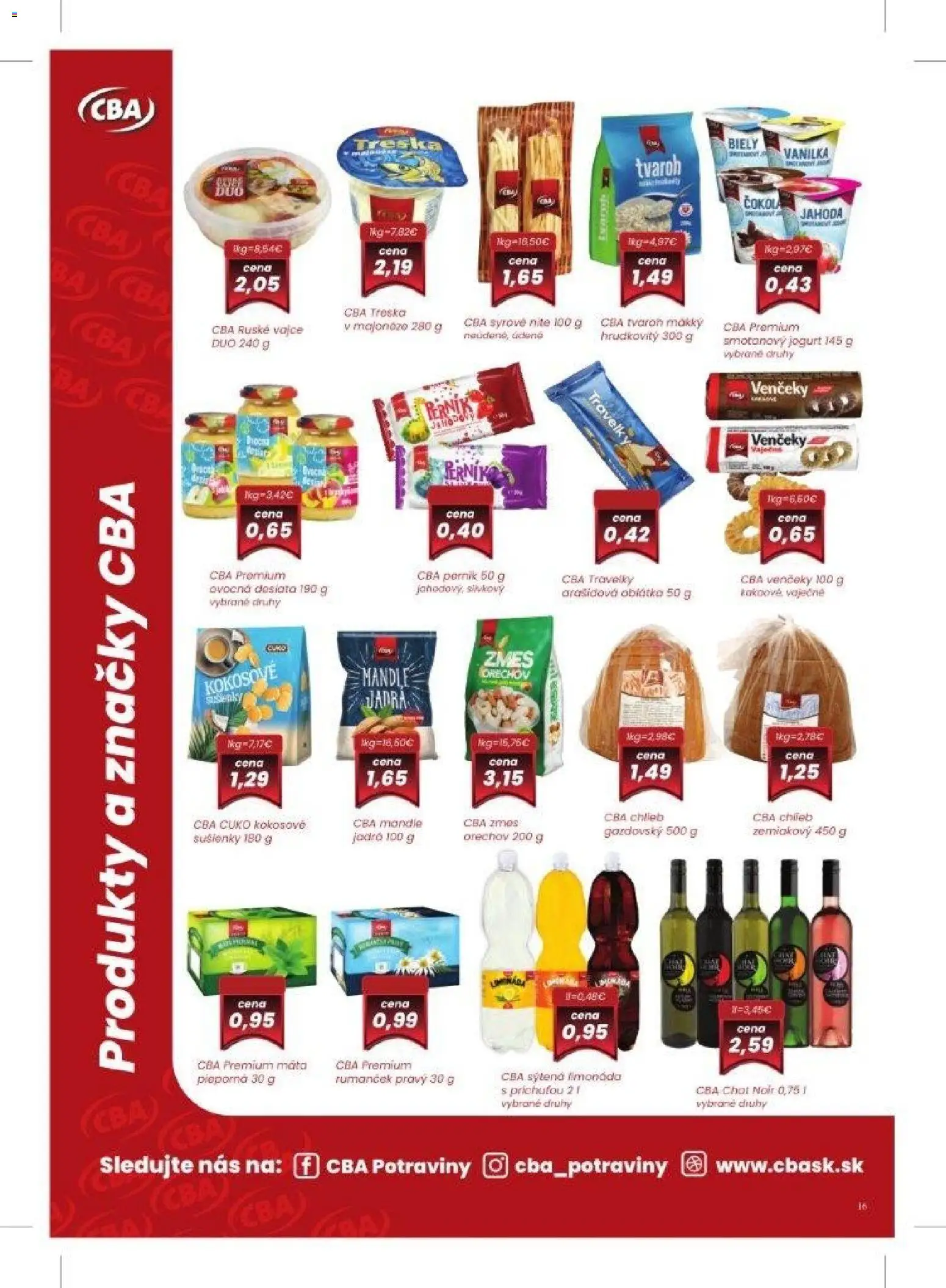 Nové KARMEN CBA akcie – leták je platný od 05.03.2026 | Strana: 16 | Produkty: Jogurt, Tvaroh, Treska, Mandle