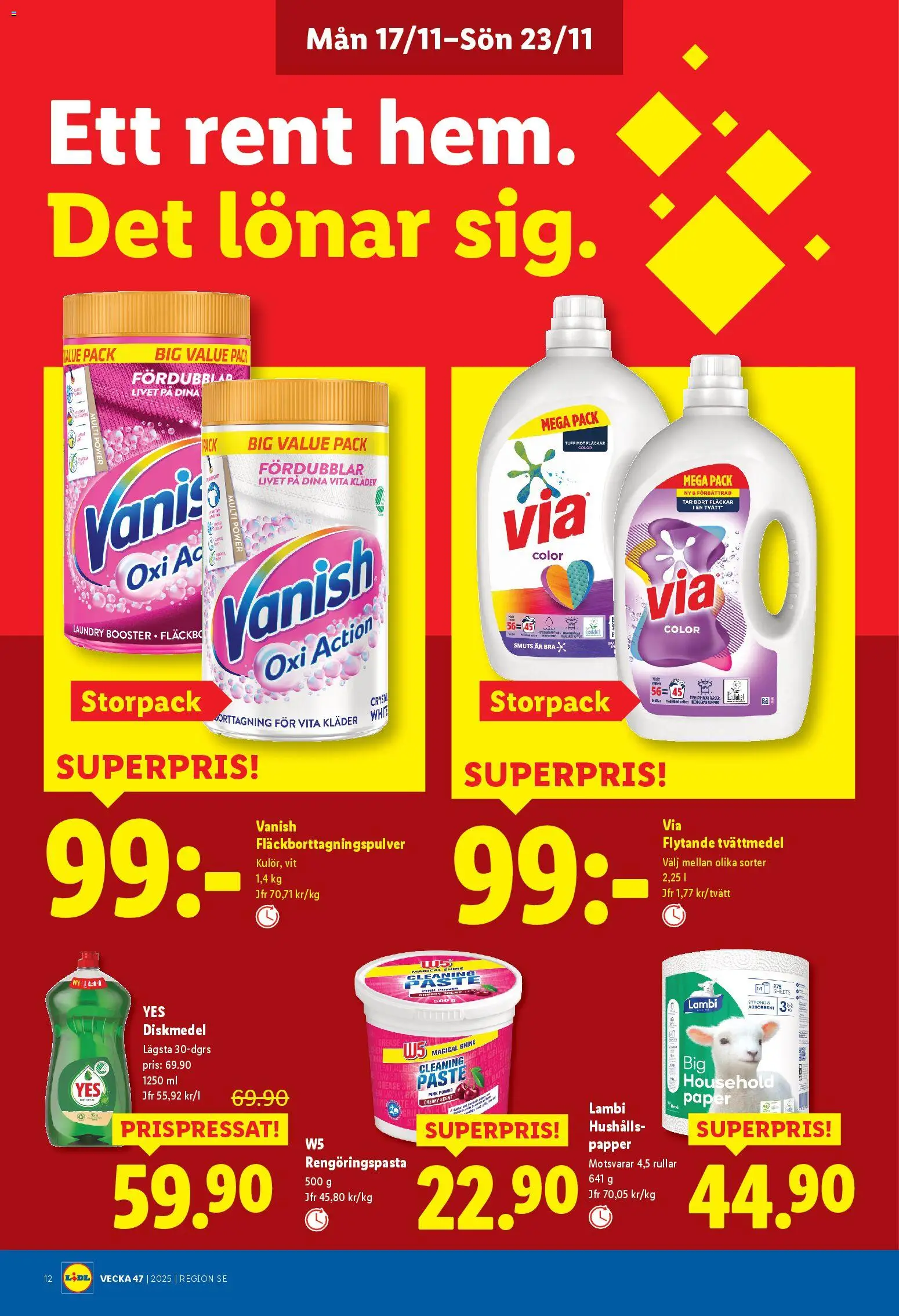 Lidl reklamblad aktuell från 17.11.2025 | Sida: 12 | Produkter: Tvättmedel, Diskmedel, Kläder, Papper