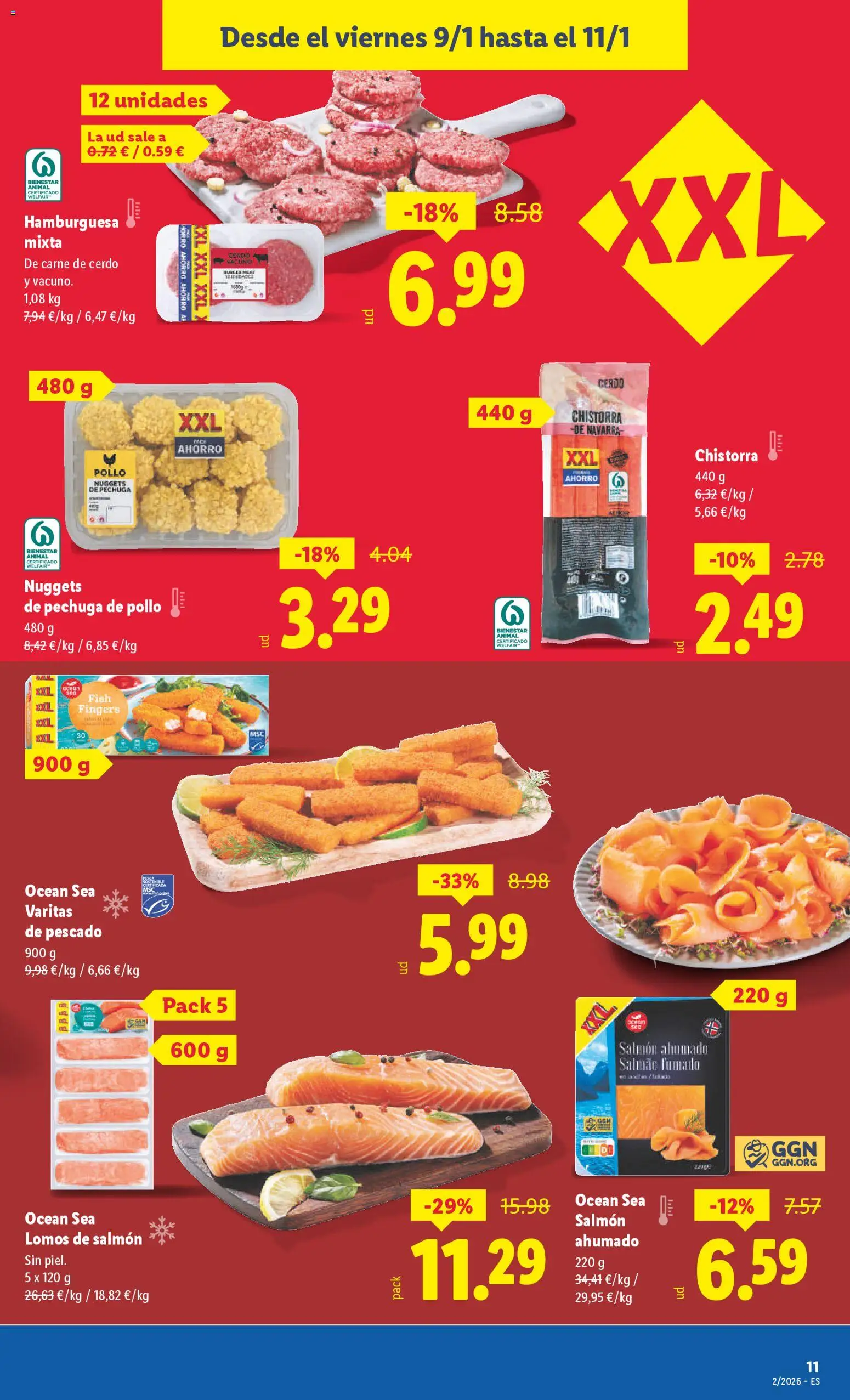 Lidl folleto │ válido desde el 05.01.2026 | Página: 23 | Productos: Cerdo, Pescado, Salmón ahumado, Nuggets