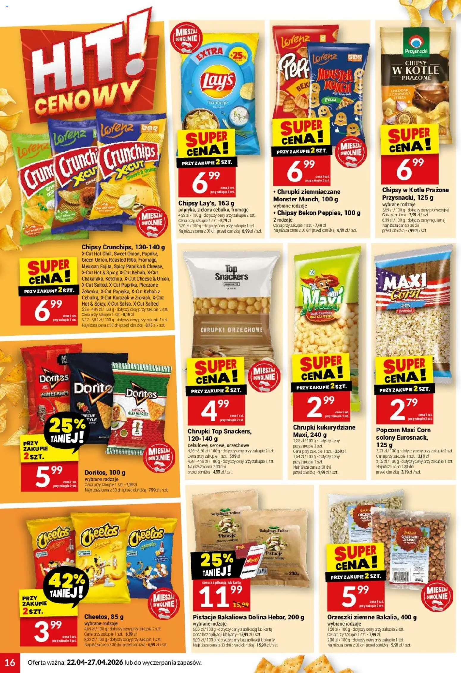 Twój Market gazetka od 22.04.2026 | Strona: 16 | Produkty: Chrupki, Bekon, Doritos, Popcorn