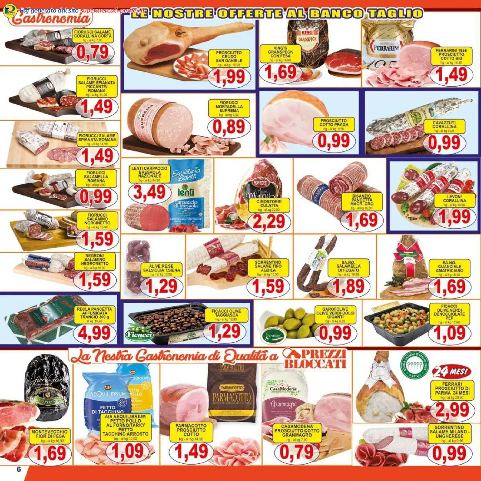 Volantino Pewex del 27.03.2026 | Pagina: 6 | Prodotti: Salamella, Prosciutto Cotto, Bresaola, Olive