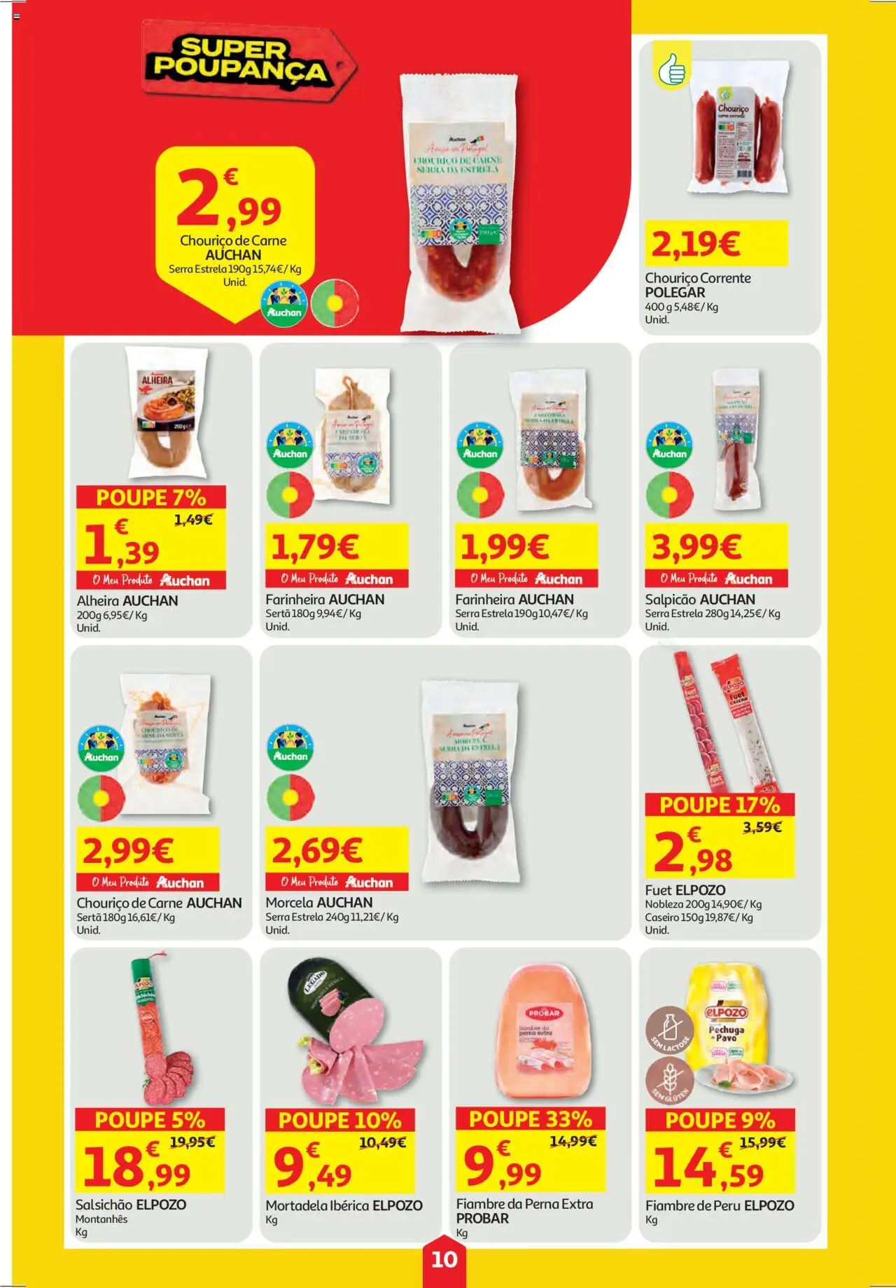 Auchan folheto │ válido de 11.09.2025 | Página: 10 | Produtos: Mortadela, Salpicão, Carne, Alheira