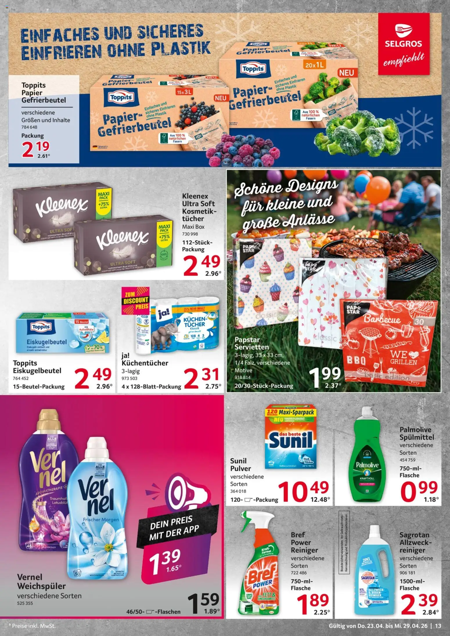 Selgros Prospekt 	 – gültig ab 23.04.2026 | Seite: 13 | Produkte: Box, Weichspüler, Kuchen, Vernel