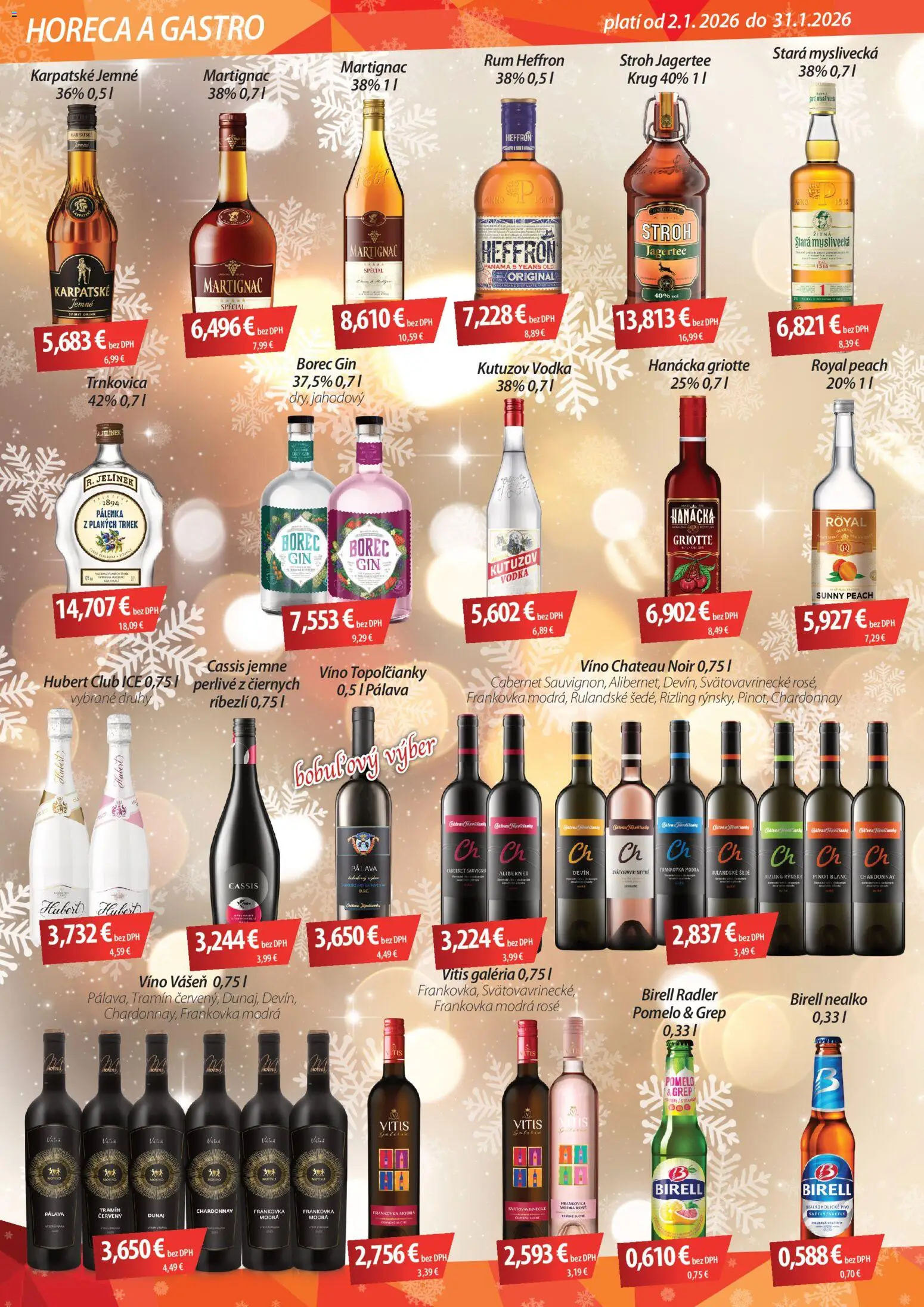 Nové CBA Verex akcie – leták je platný od 02.01.2026 | Strana: 2 | Produkty: Víno, Birell, Pomelo, Grep