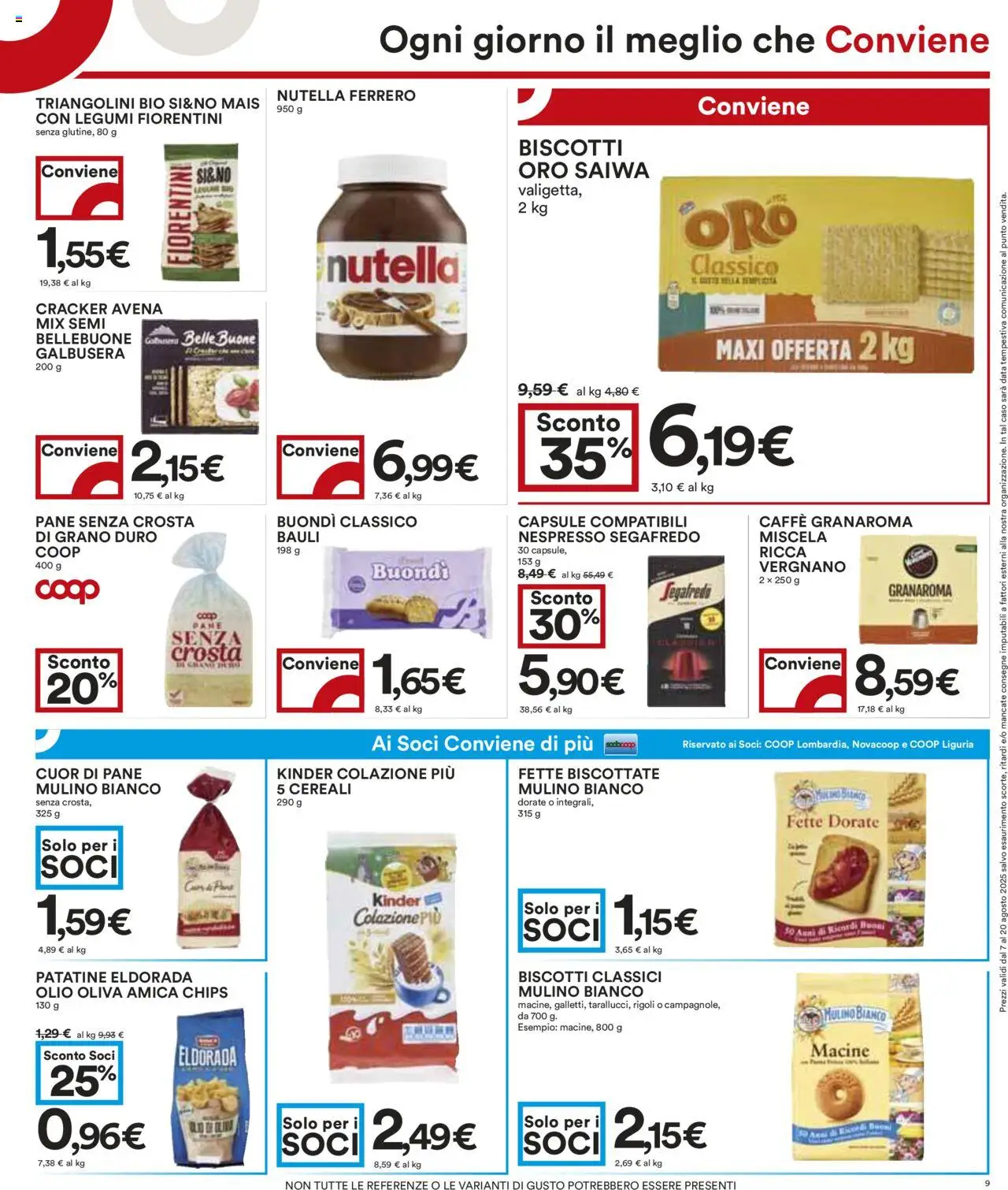Volantino COOP del 07.08.2025 | Pagina: 9 | Prodotti: Legumi, Pane, Cereali, Nutella