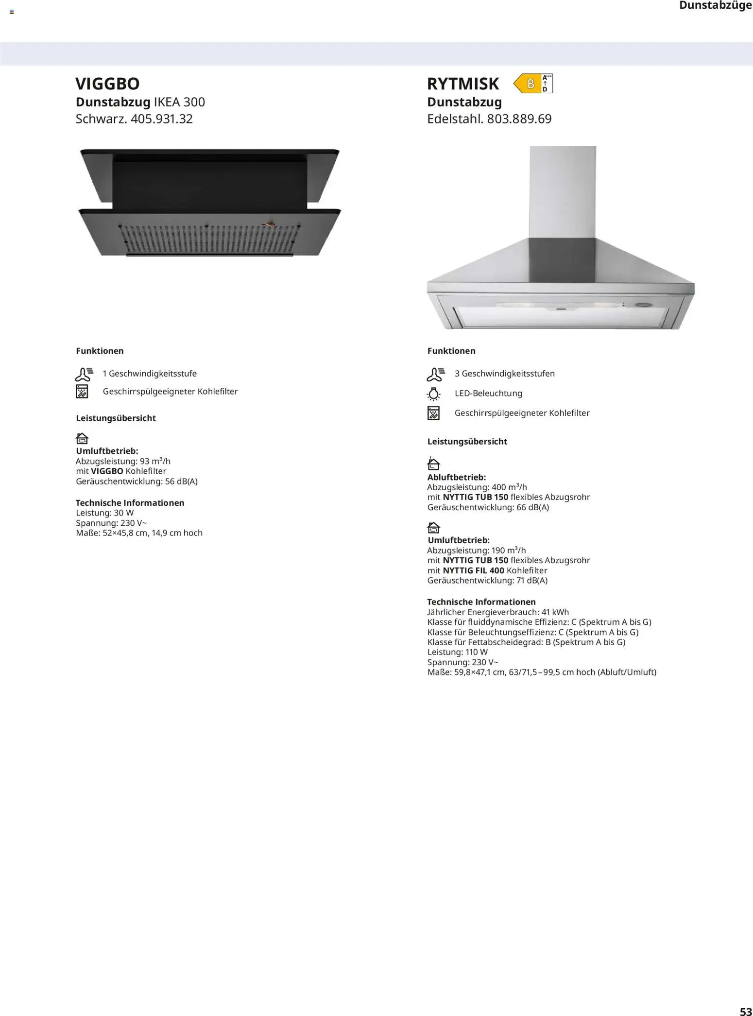 Ikea Elektrogeräte – gültig ab 10.04.2026 | Seite: 53 | Produkte: Dunstabzug