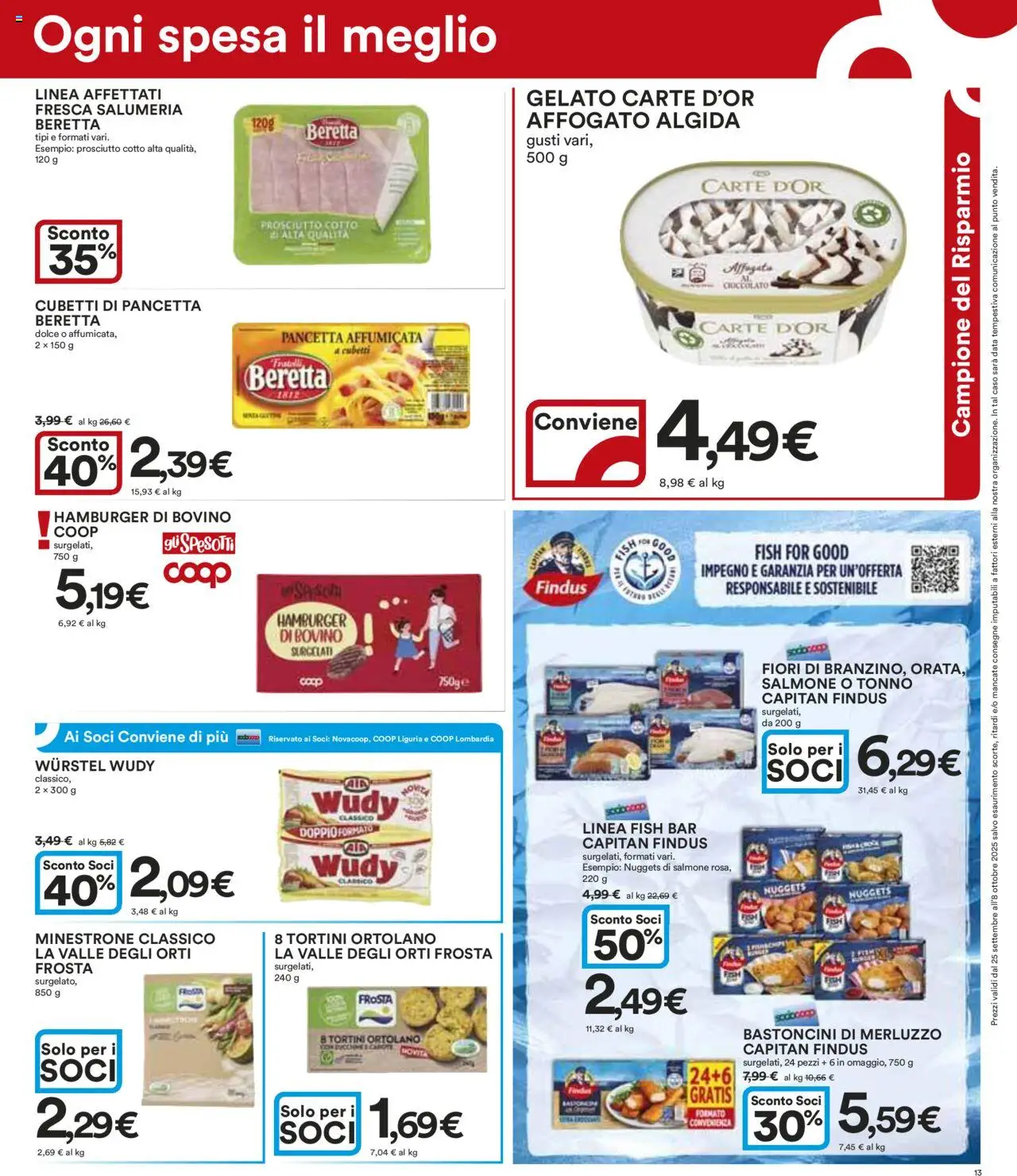 Volantino Ipercoop del 25.09.2025 | Pagina: 13 | Prodotti: Merluzzo, Pancetta, Prosciutto, Data