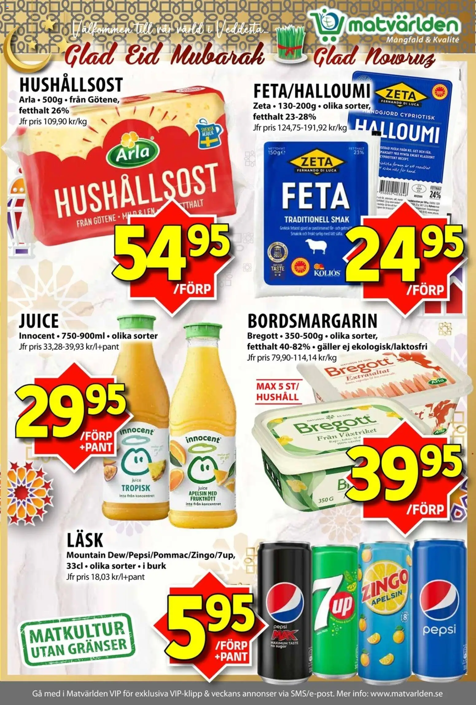 Matvärlden reklamblad aktuell från 16.03.2026 | Sida: 4 | Produkter: Zingo, Hushållsost, Bregott, Apelsin