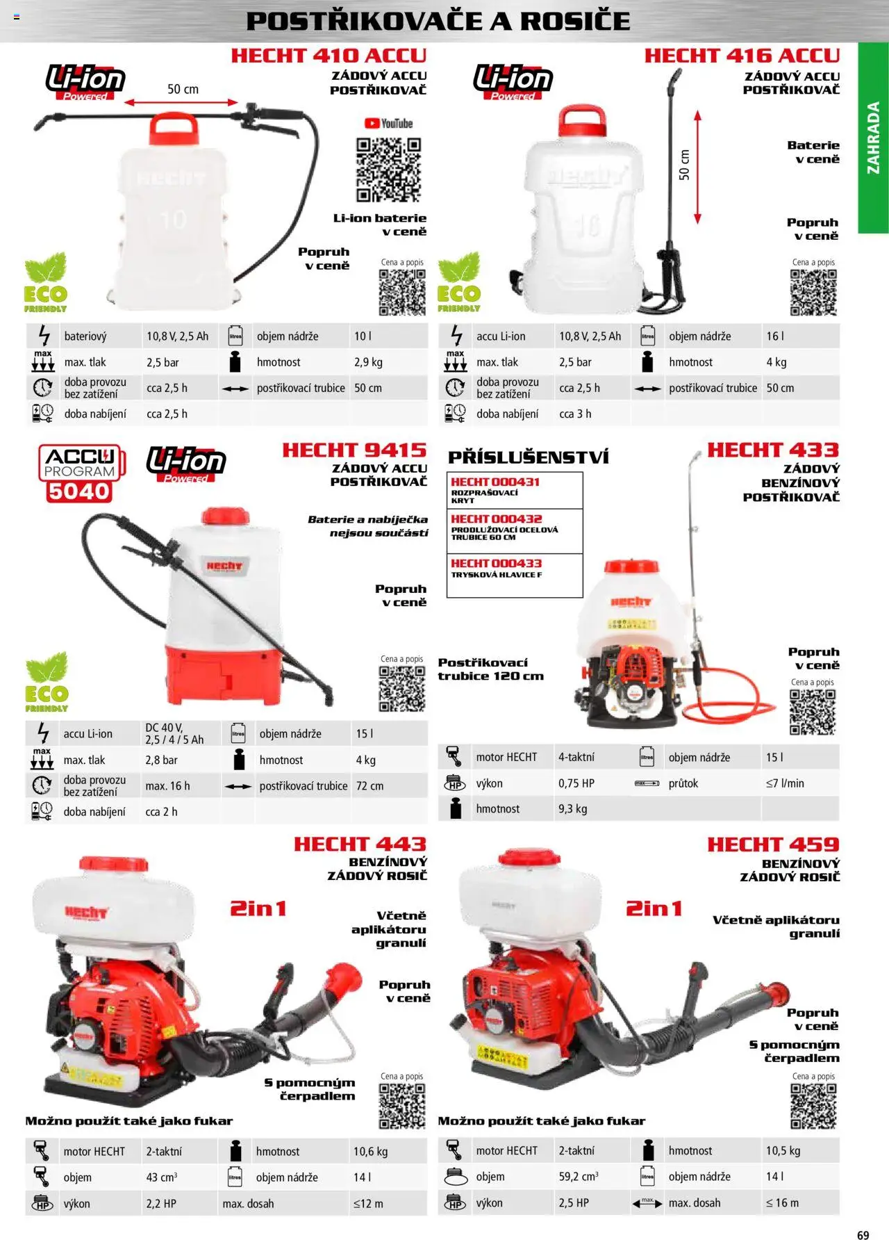 Hecht katalog - Podzim - zima 2025 od 01.09.2025 | Strana: 69 | Produkty: Zahrada, Hecht, Baterie, Postřikovač