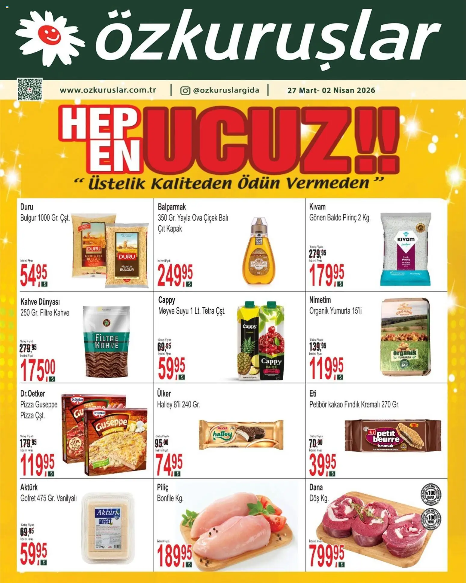 Özkuruşlar Katalog - 27.03.2026 tarihinden itibaren geçerlidir | Sayfa: 1 | Ürünler: Gofret, Yumurta, Pizza, Pirinç