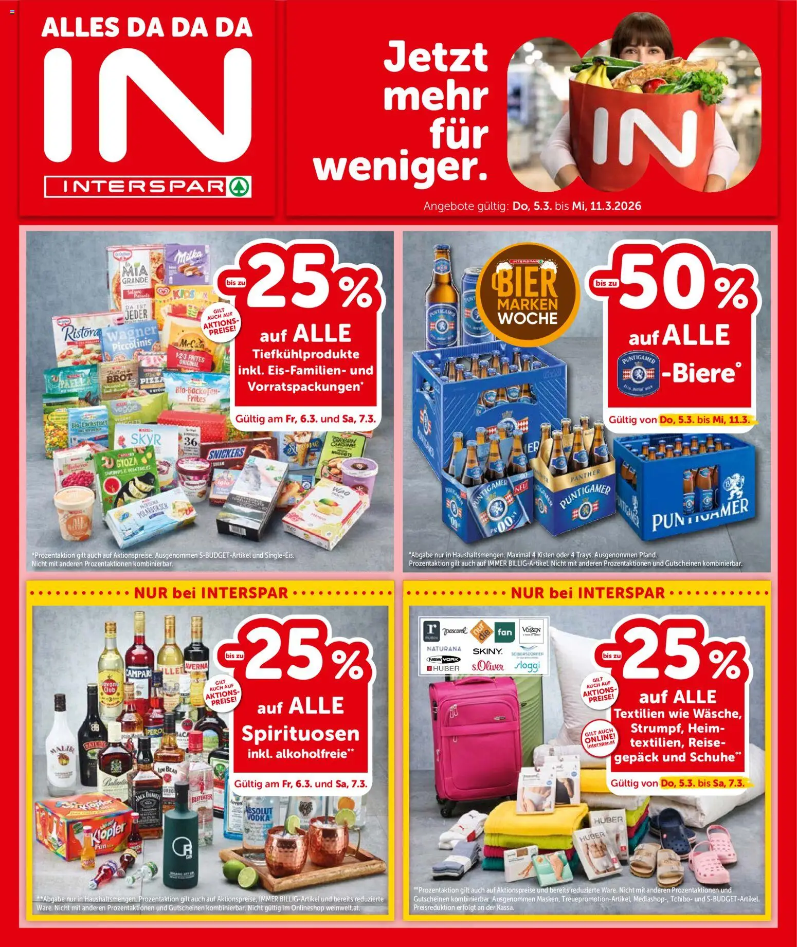 Interspar Flugblatt - Kärnten gültig ab 05.03.2026 | Seite: 1 | Produkte: Brot, Pizza, Bier