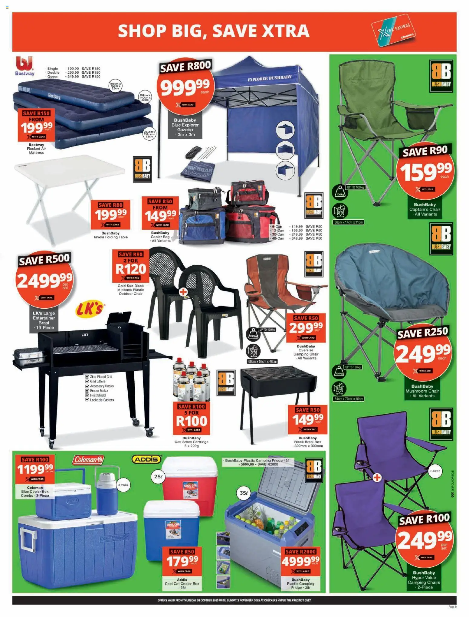 New Checkers catalogue – valid from 30.10.2025 | Page: 9 | Products: Stove, Mattress, Box, Fridge