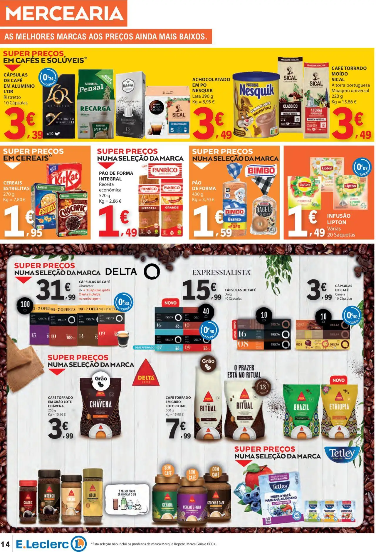E.Leclerc folheto │ válido de 07.08.2025 | Página: 14 | Produtos: Leite, Nestlé, Pão, Cereais