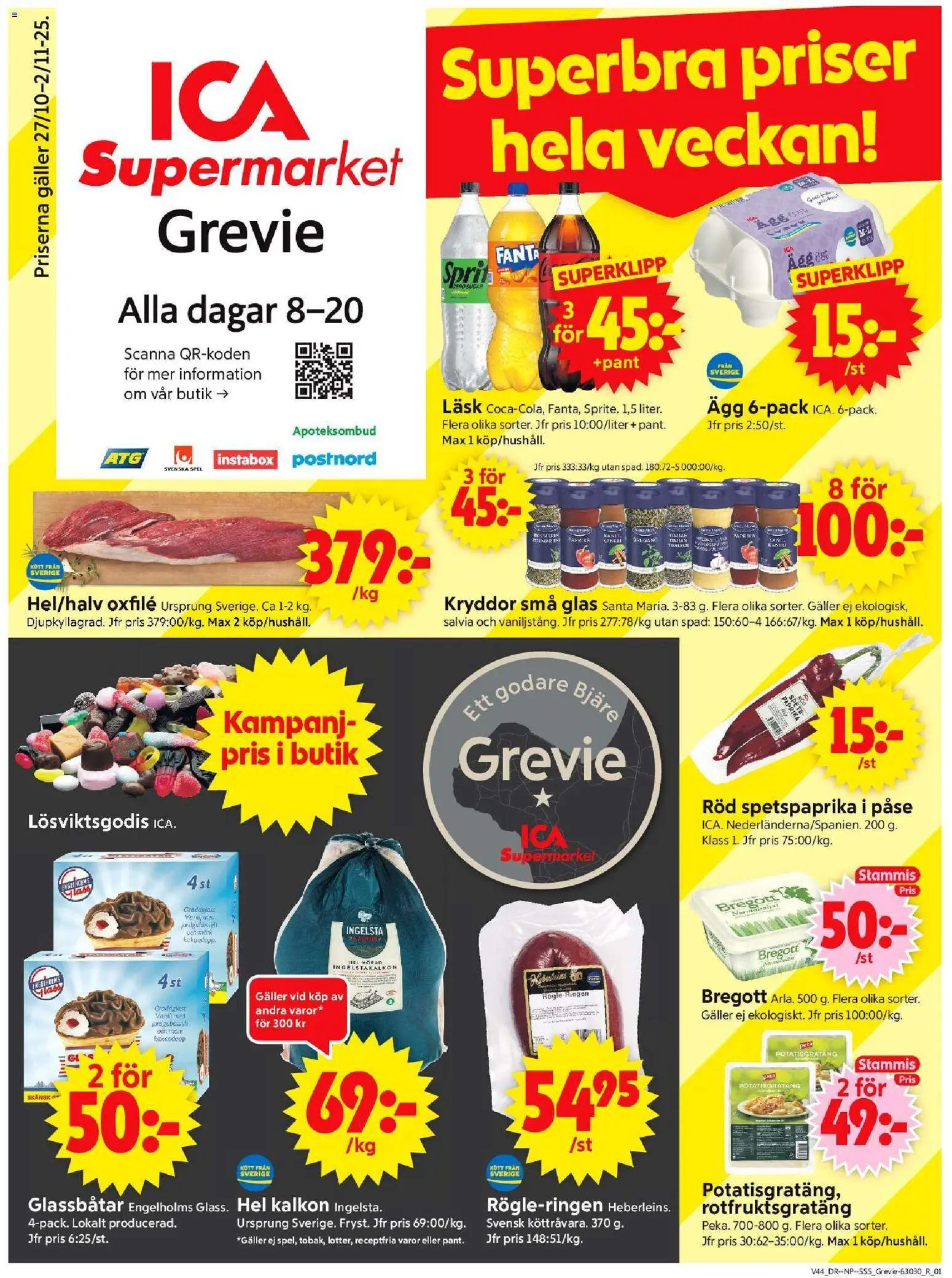 ICA Supermarket reklamblad aktuell från 27.10.2025 | Sida: 1