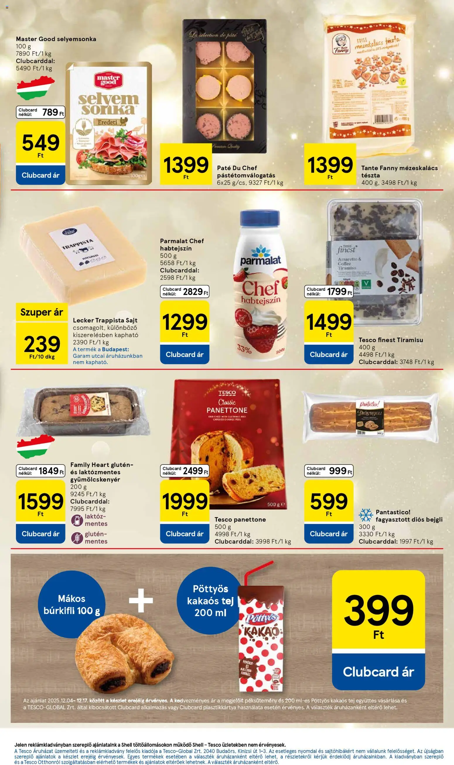 Tesco akciós ujság - amely érvényes a következő dátumtól: 04.12.2025 | Oldal: 3 | Termékek: Habtejszín, Panettone, Mézeskalács, Sajt