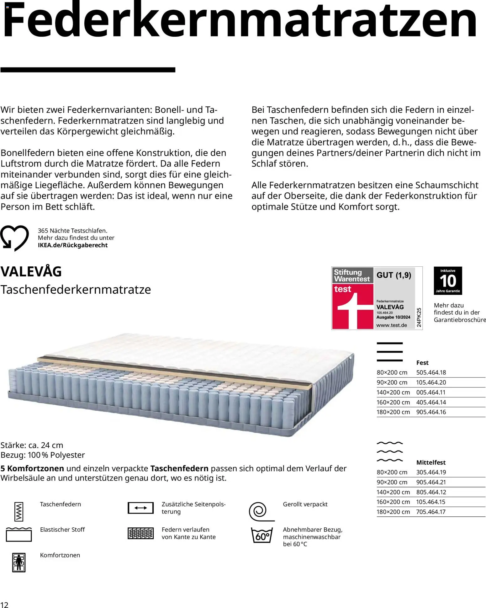 Ikea Prospekt  Schlafkomfort	 – gültig ab 30.09.2025 | Seite: 12 | Produkte: Bett, Matratze