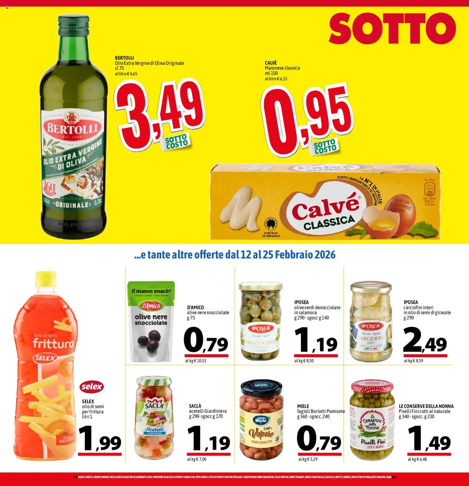 Volantino A&O del 12.02.2026 | Pagina: 4 | Prodotti: Maionese, Piselli, Olio extra vergine, Olio di semi di girasole