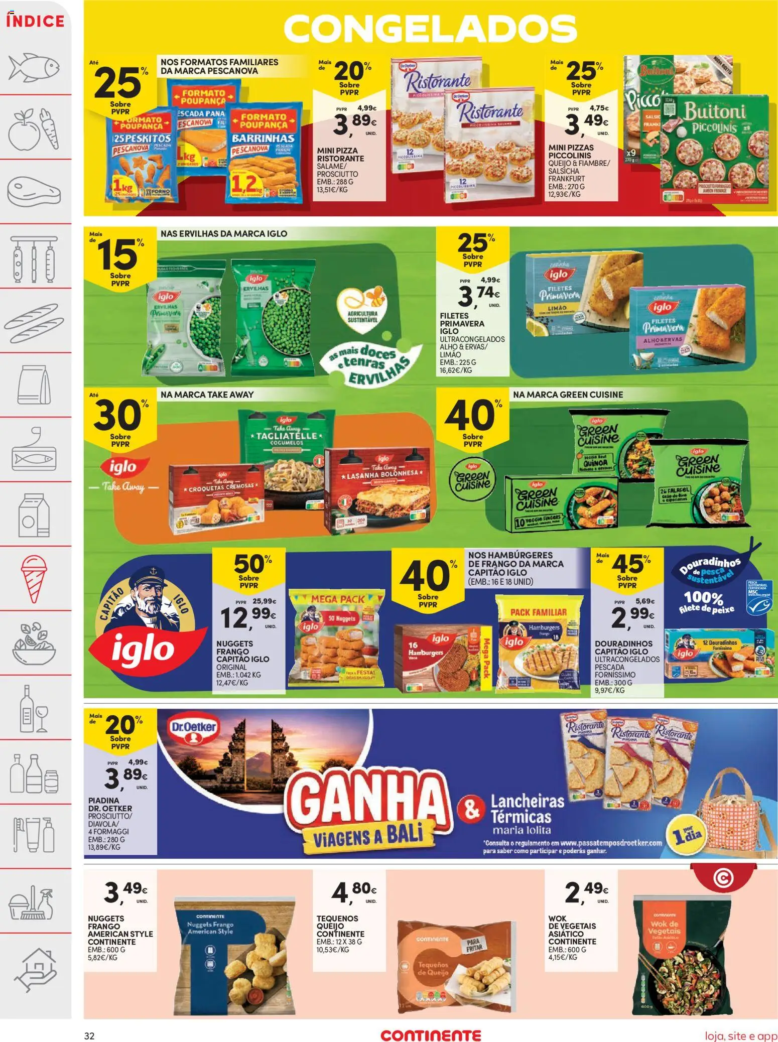 Continente folheto │ válido de 28.04.2026 | Página: 32 | Produtos: Pescada, Quinoa, Pizza, Nuggets