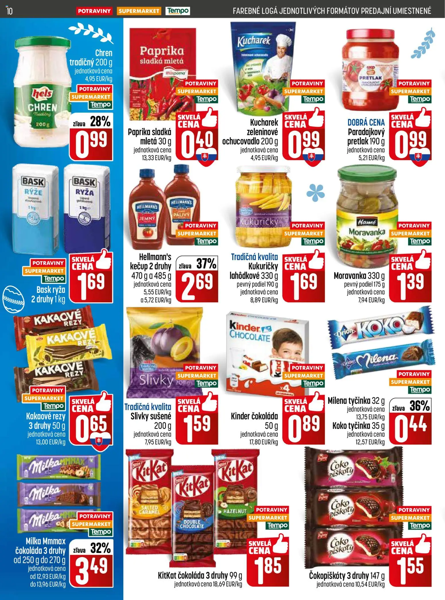 Nové COOP Jednota akcie – leták je platný od 26.03.2026 | Strana: 10 | Produkty: Ryža, Kinder, Kečup, Slivky